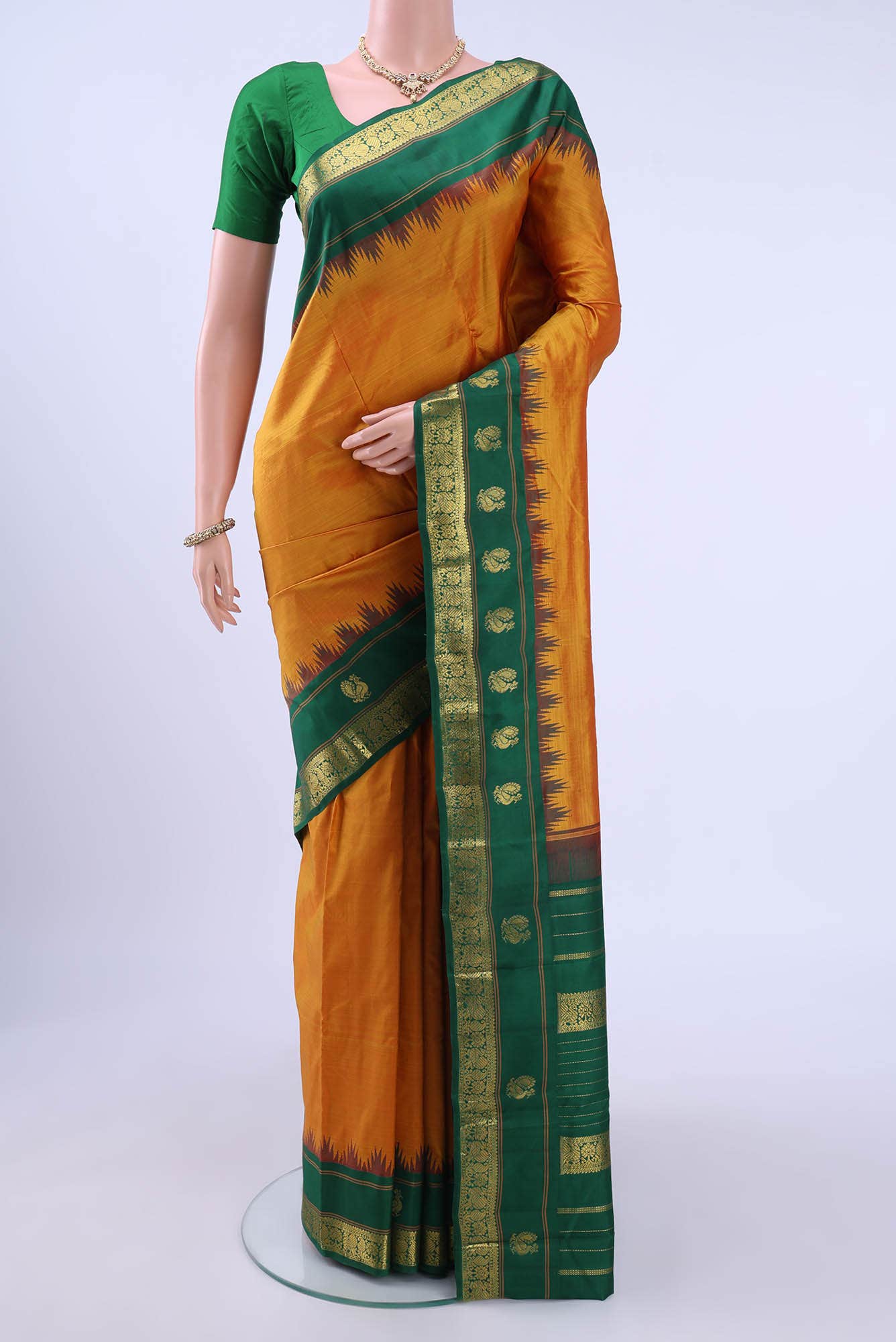 Pure Silk Pure Zari Yellow Kanchipuram Saree