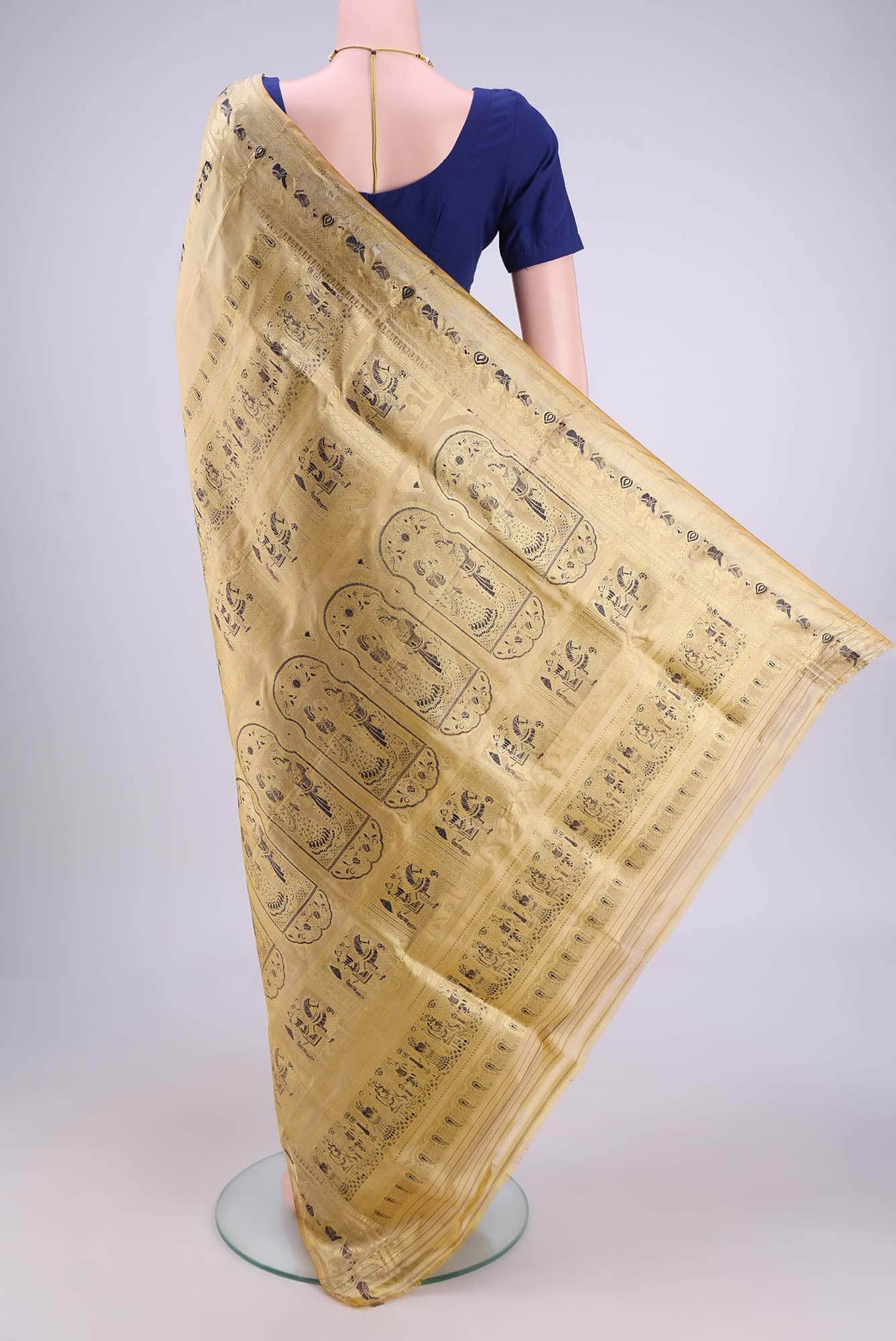 Blue with Green Dual Tone Baluchari Silk Saree