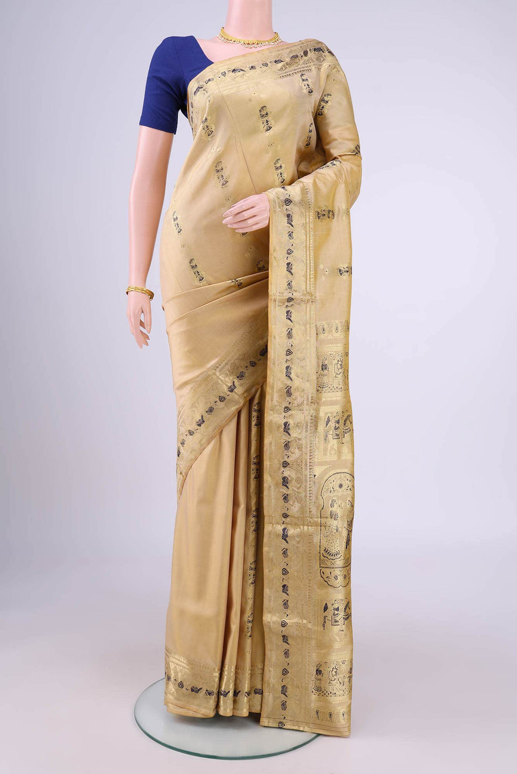 Blue with Green Dual Tone Baluchari Silk Saree