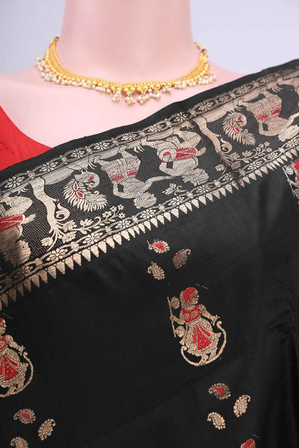 Black Dual Tone Baluchari Silk Saree