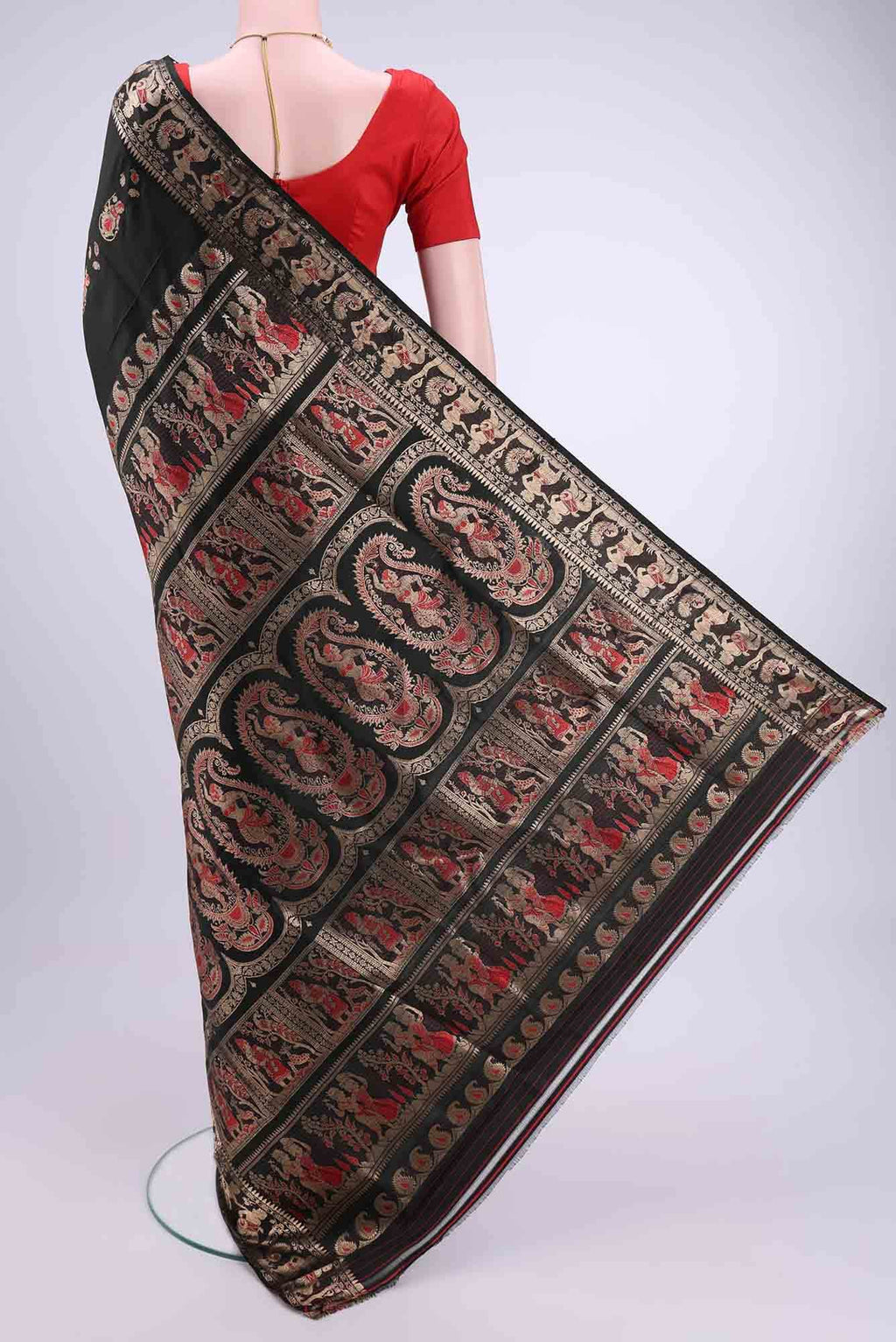Black Dual Tone Baluchari Silk Saree