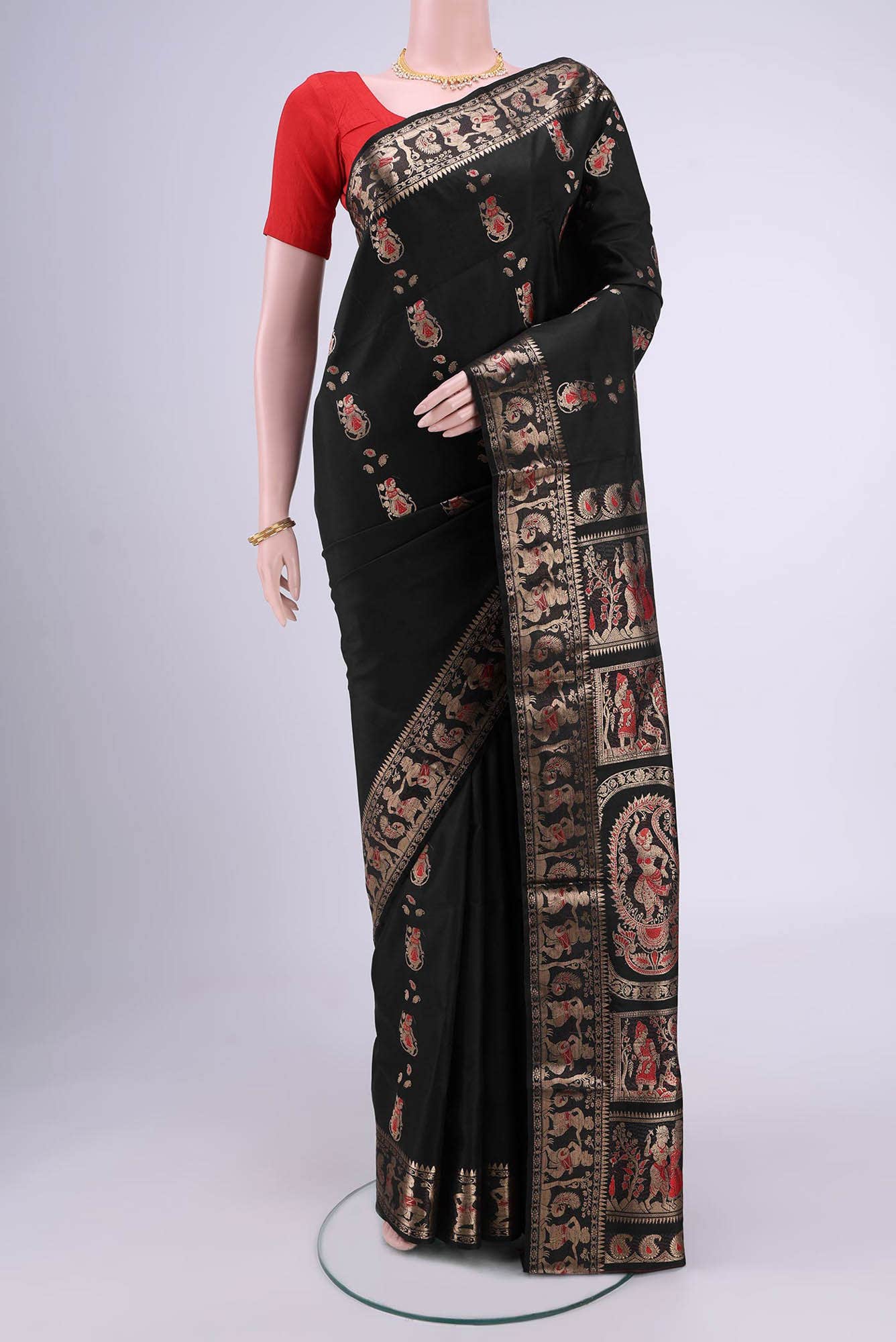 Black Dual Tone Baluchari Silk Saree
