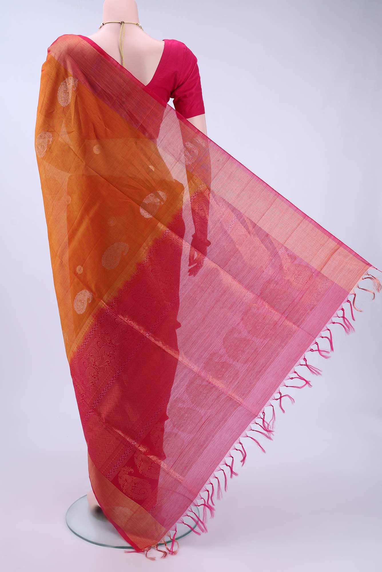 Rust Kota Cotton Saree