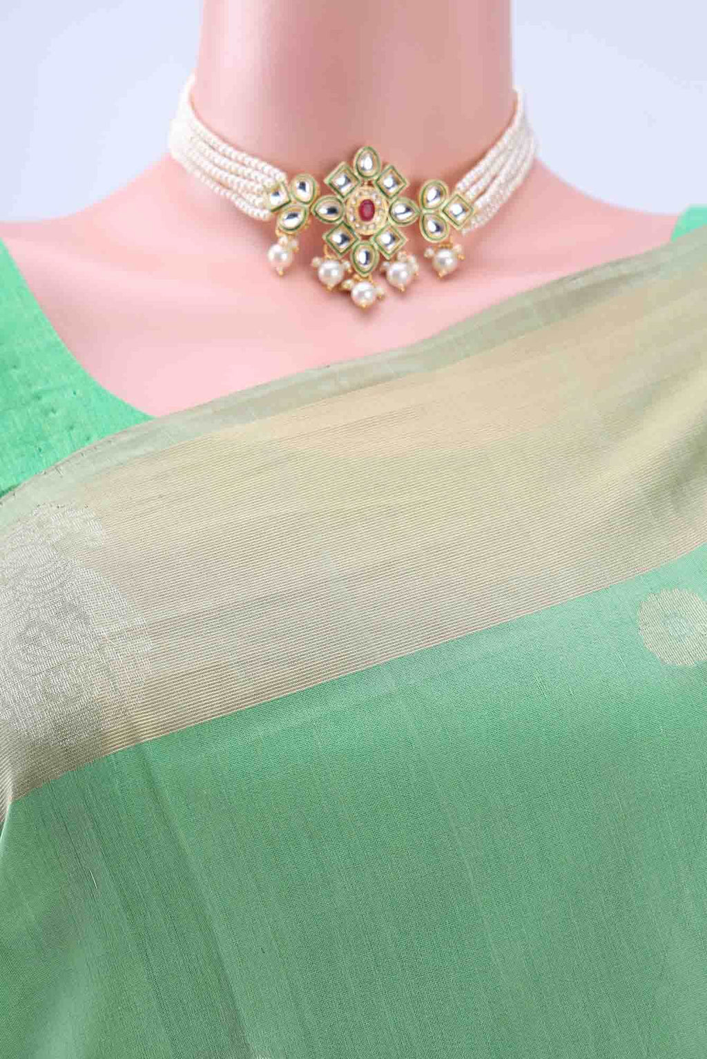 Sea Green Kota Cotton Saree
