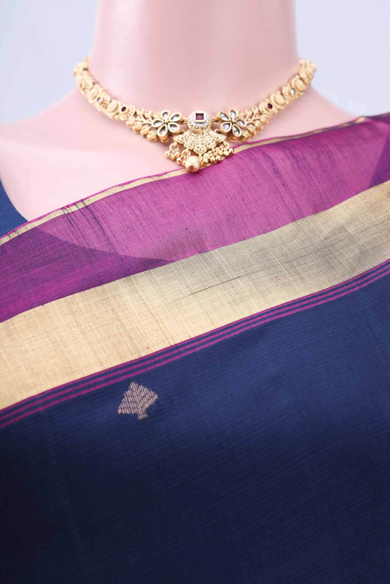 Navy Blue Kota Cotton Saree