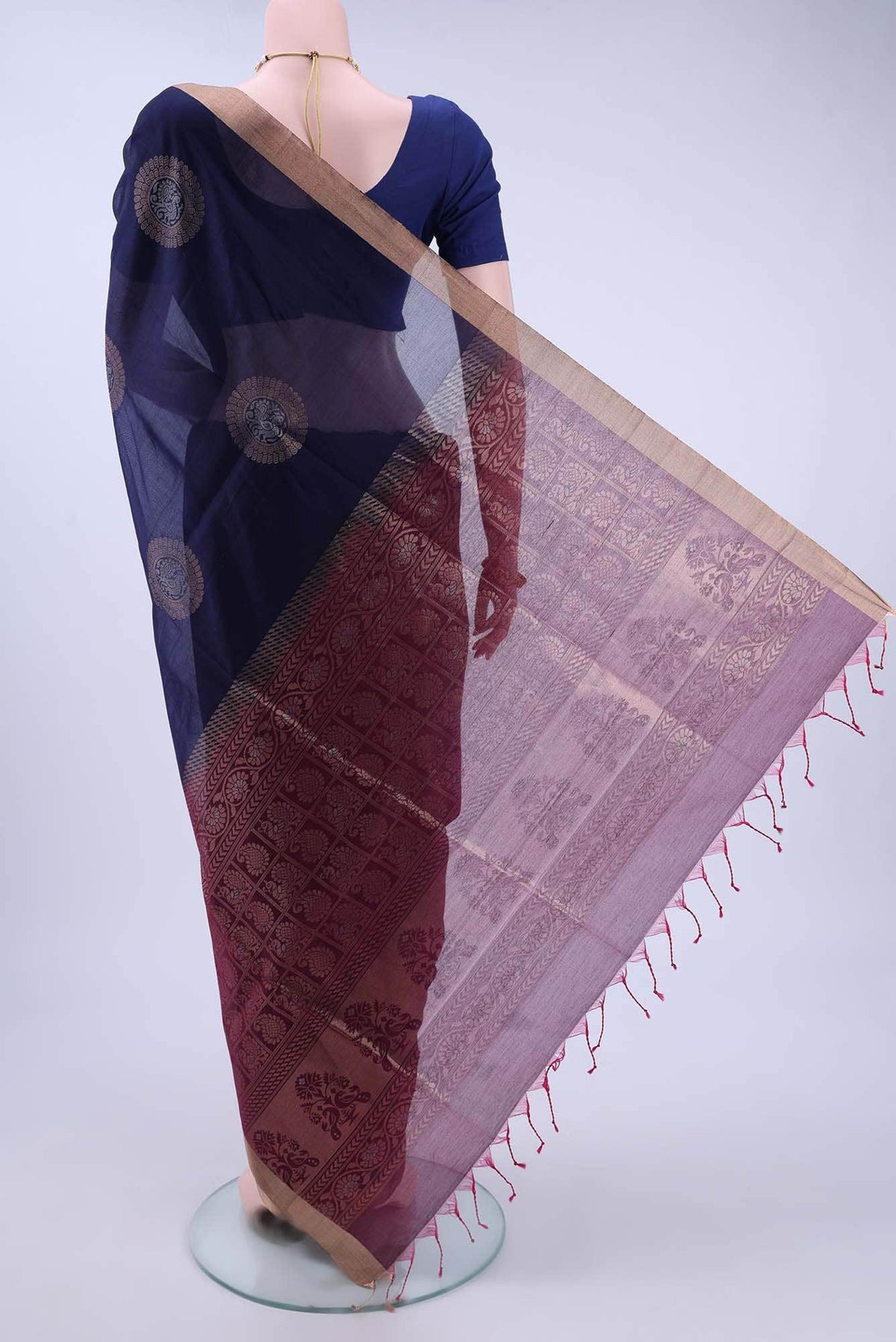 Navy Blue Kota Cotton Saree