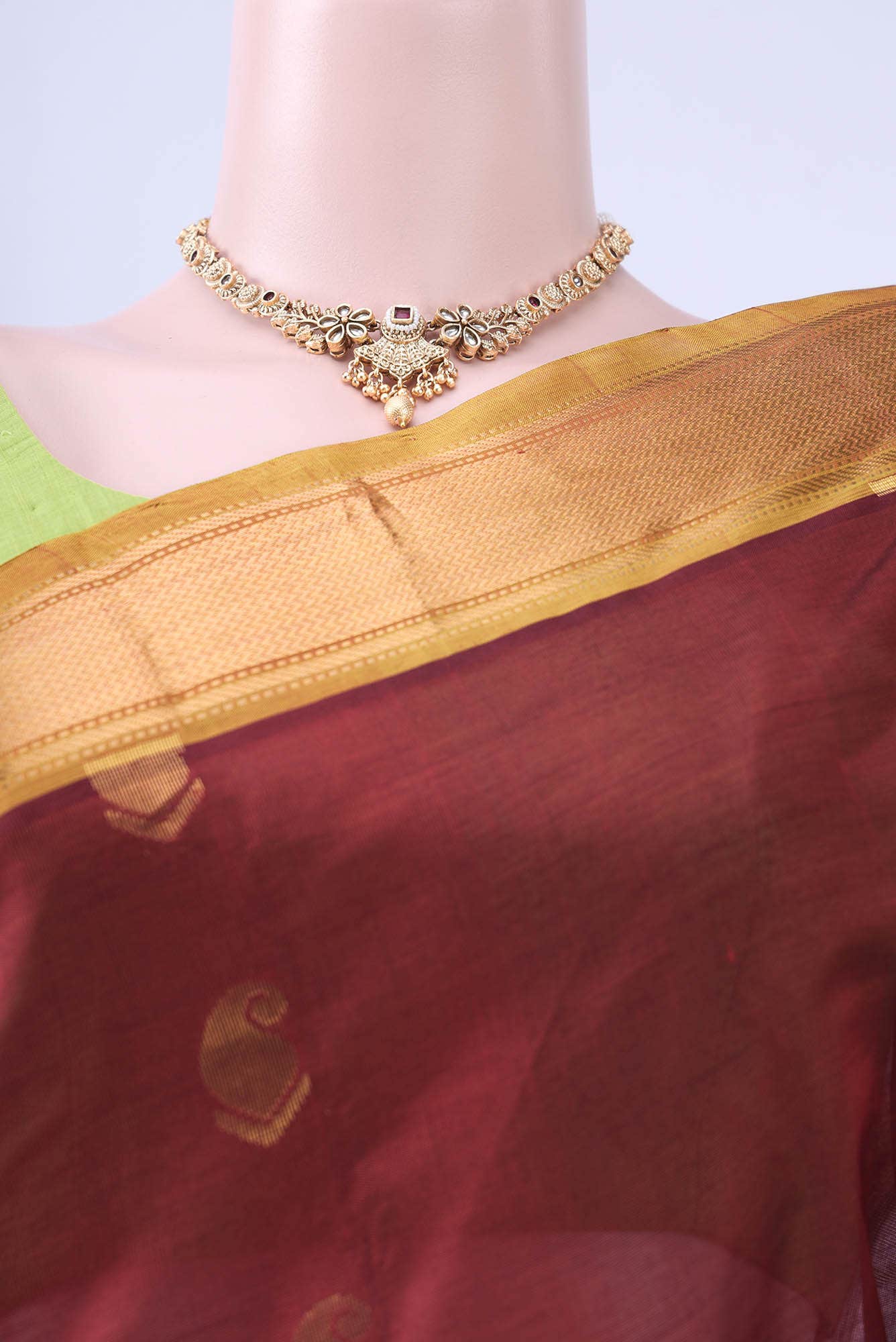 Maroon Silk Cotton Saree