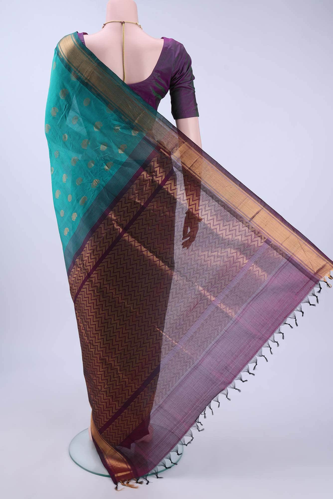 Sea Green Silk Cotton Saree