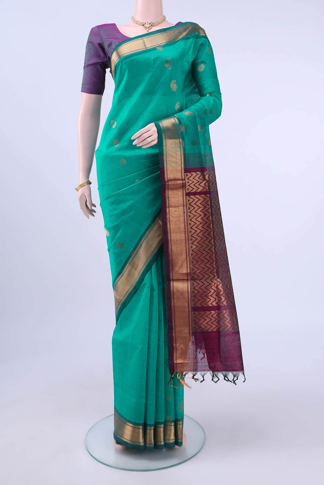 Sea Green Silk Cotton Saree