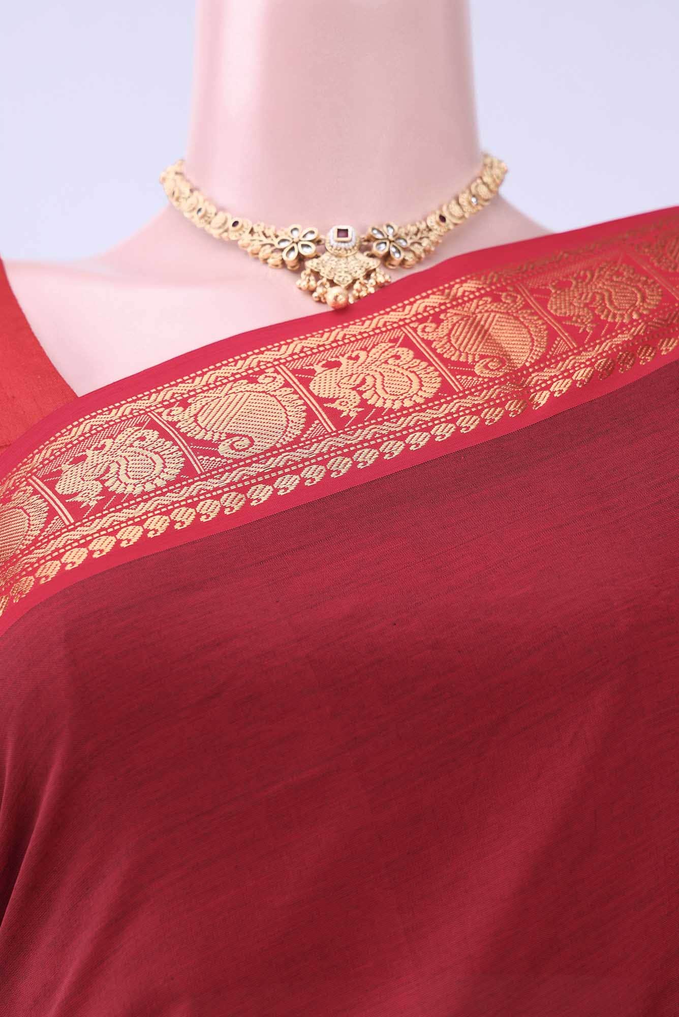 Maroon Silk Cotton Saree