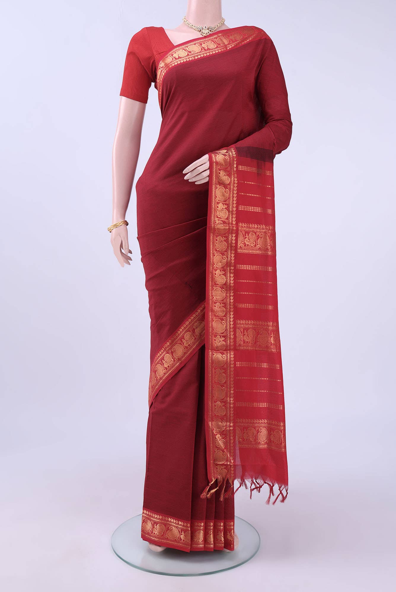 Maroon Silk Cotton Saree
