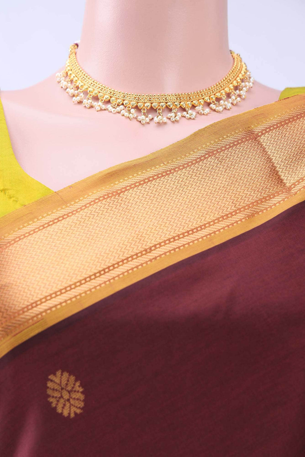 Maroon Silk Cotton Saree
