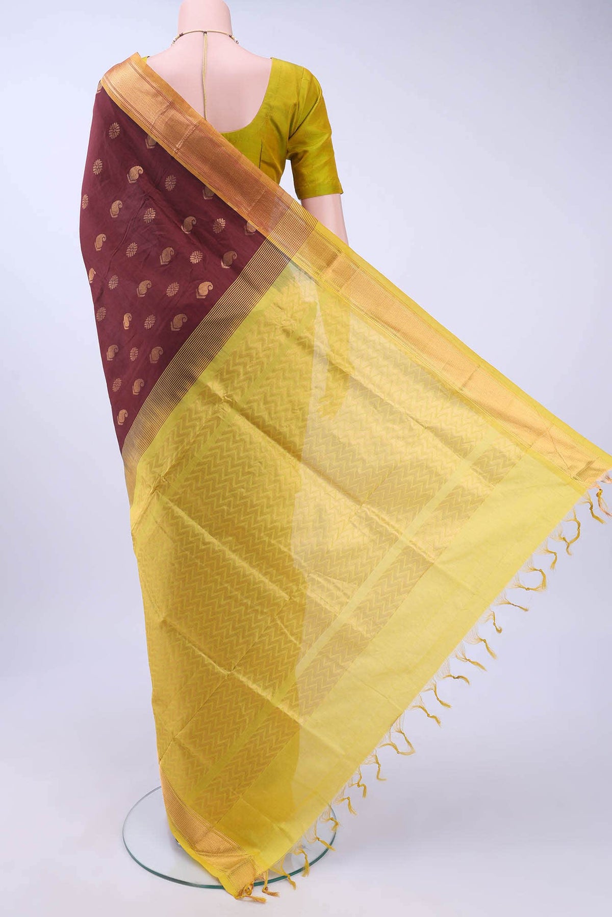 Maroon Silk Cotton Saree