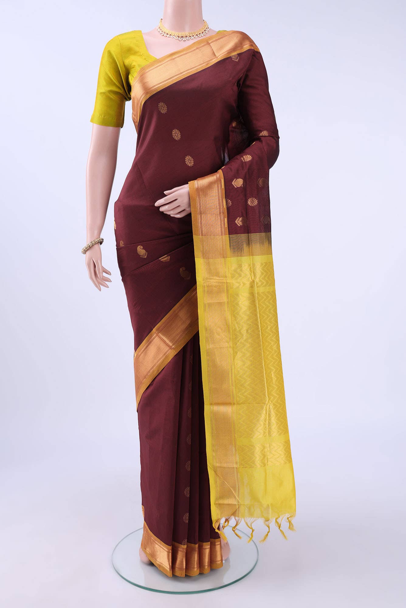 Maroon Silk Cotton Saree