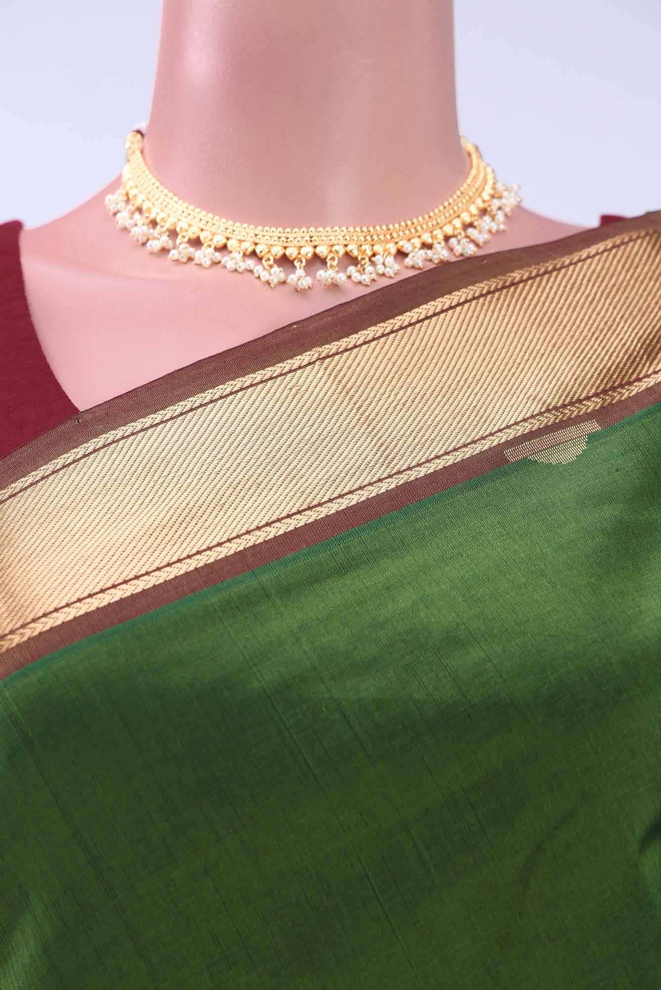 Bottle Green Silk Cotton Saree