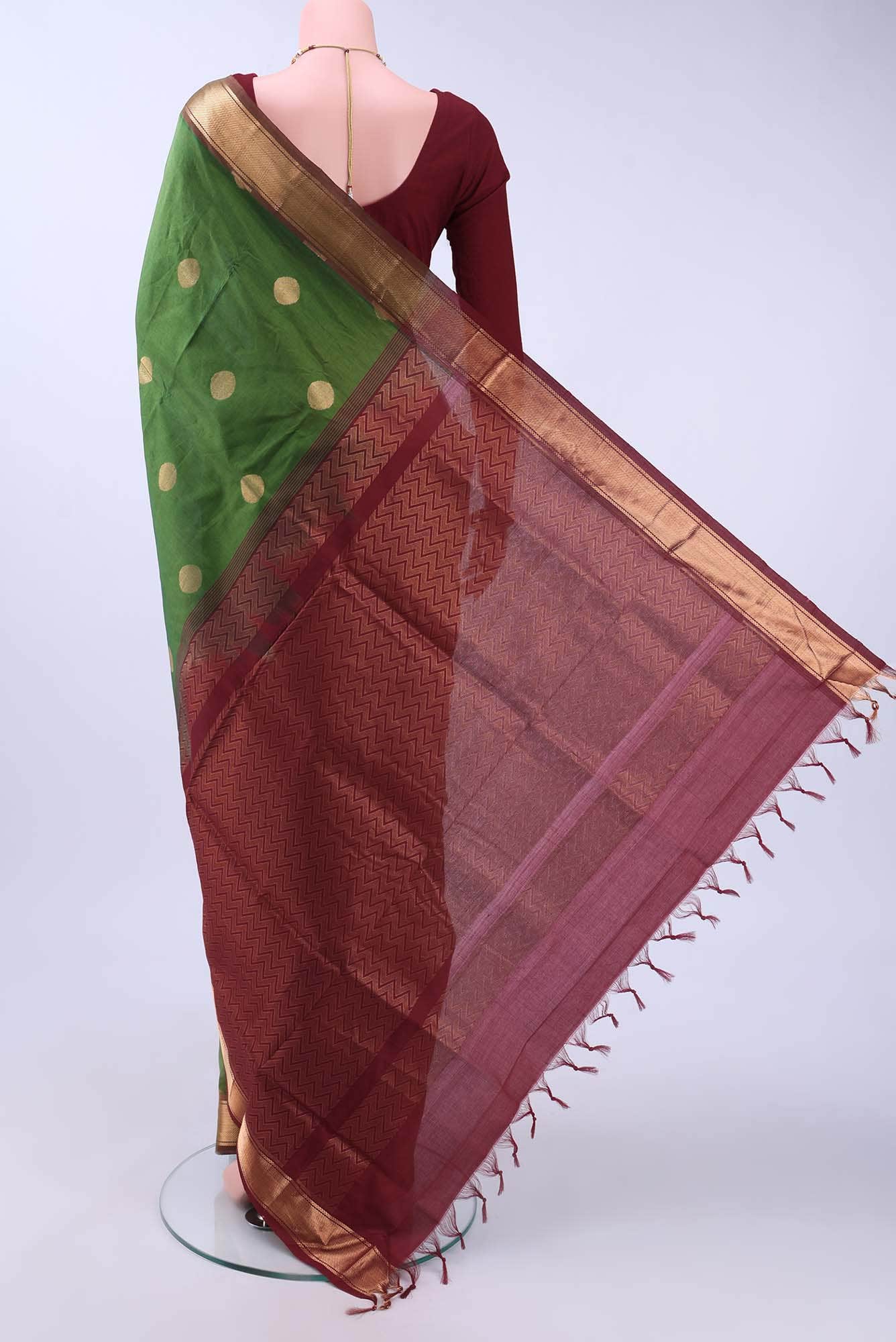 Bottle Green Silk Cotton Saree