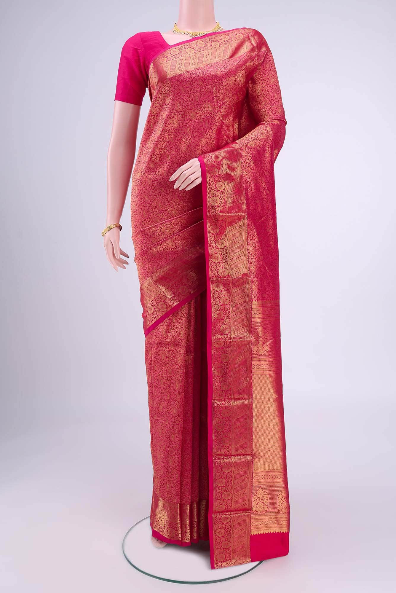 Dark Pink Bangalore Silk Saree