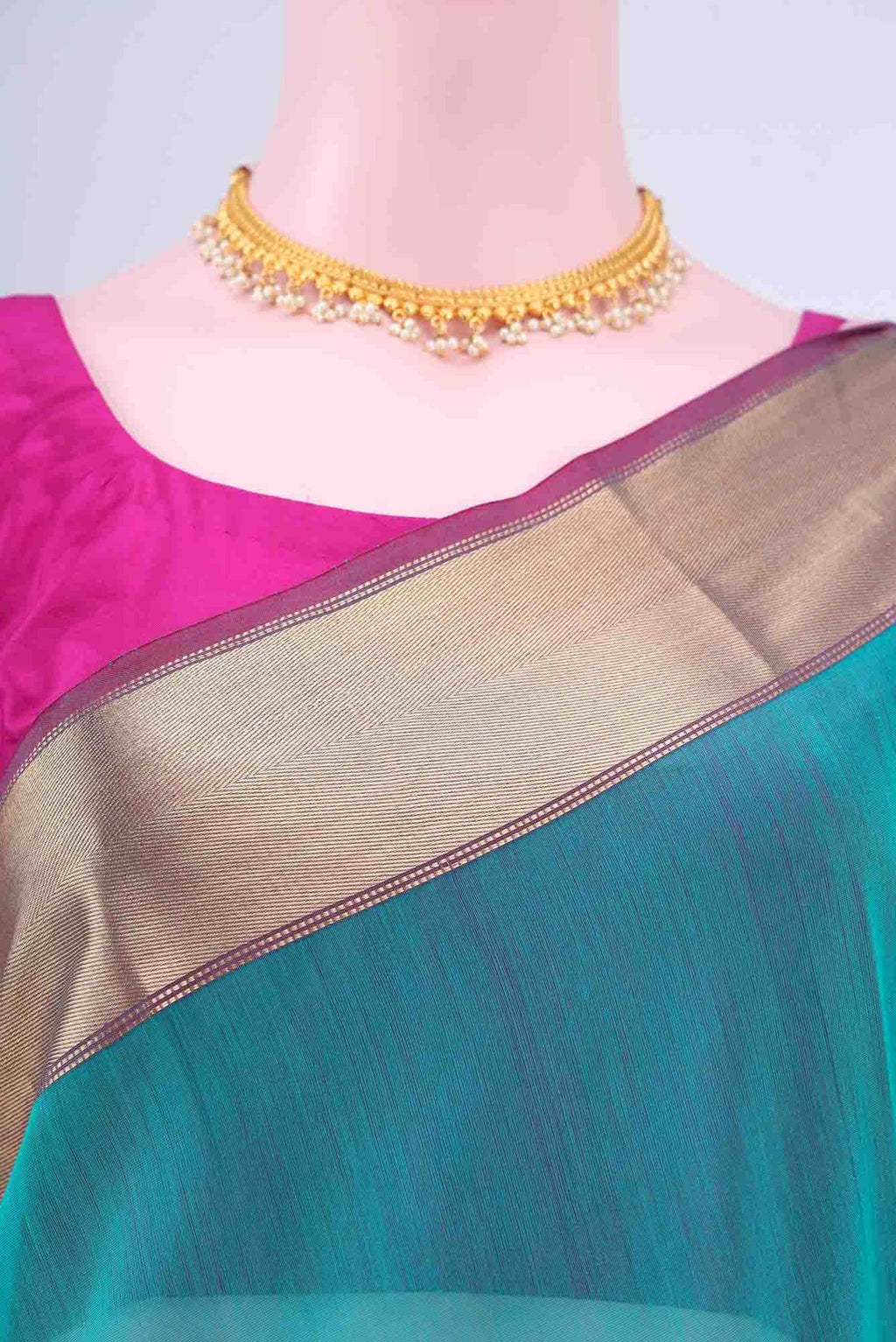 Blue Crepe Saree
