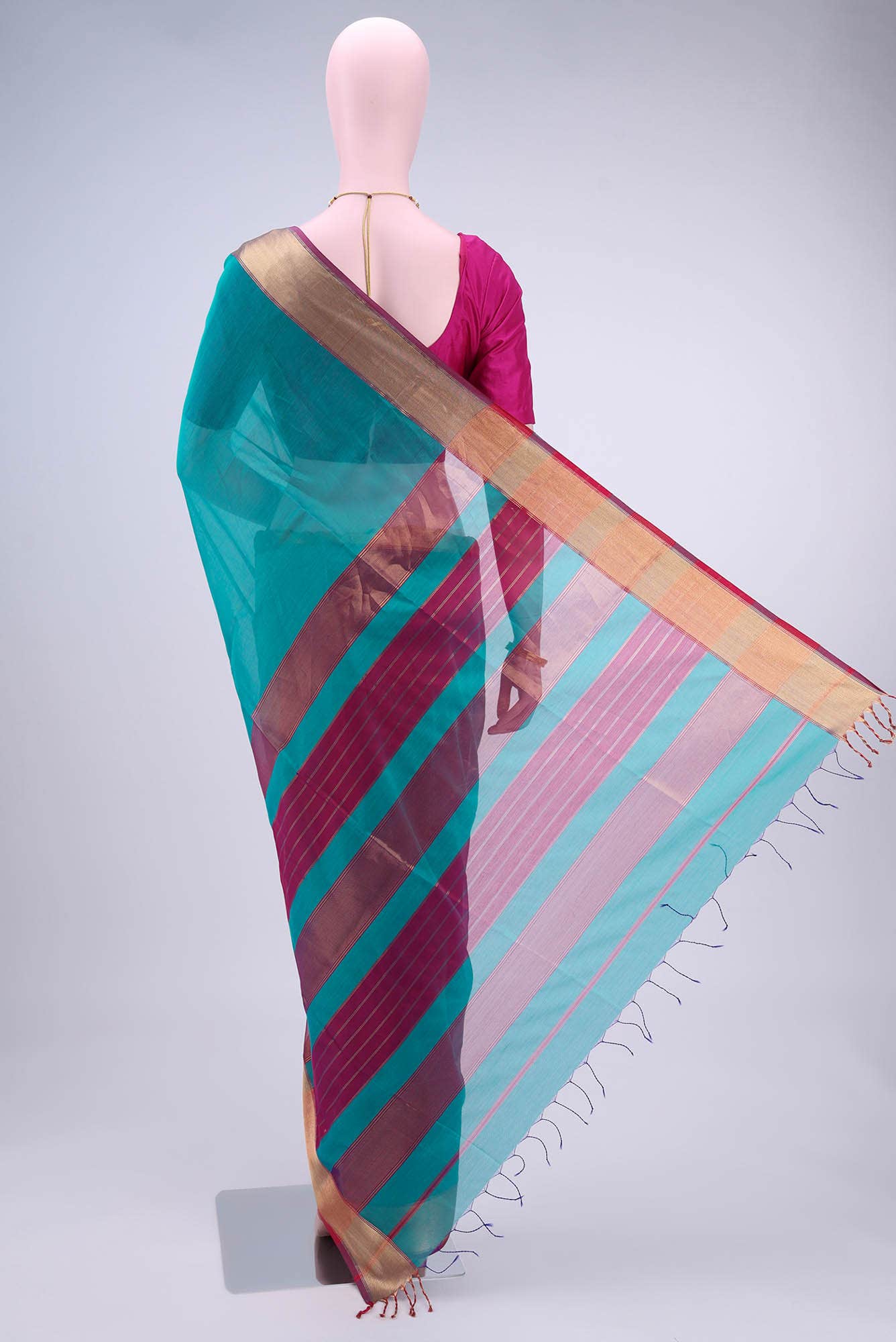 Blue Crepe Saree