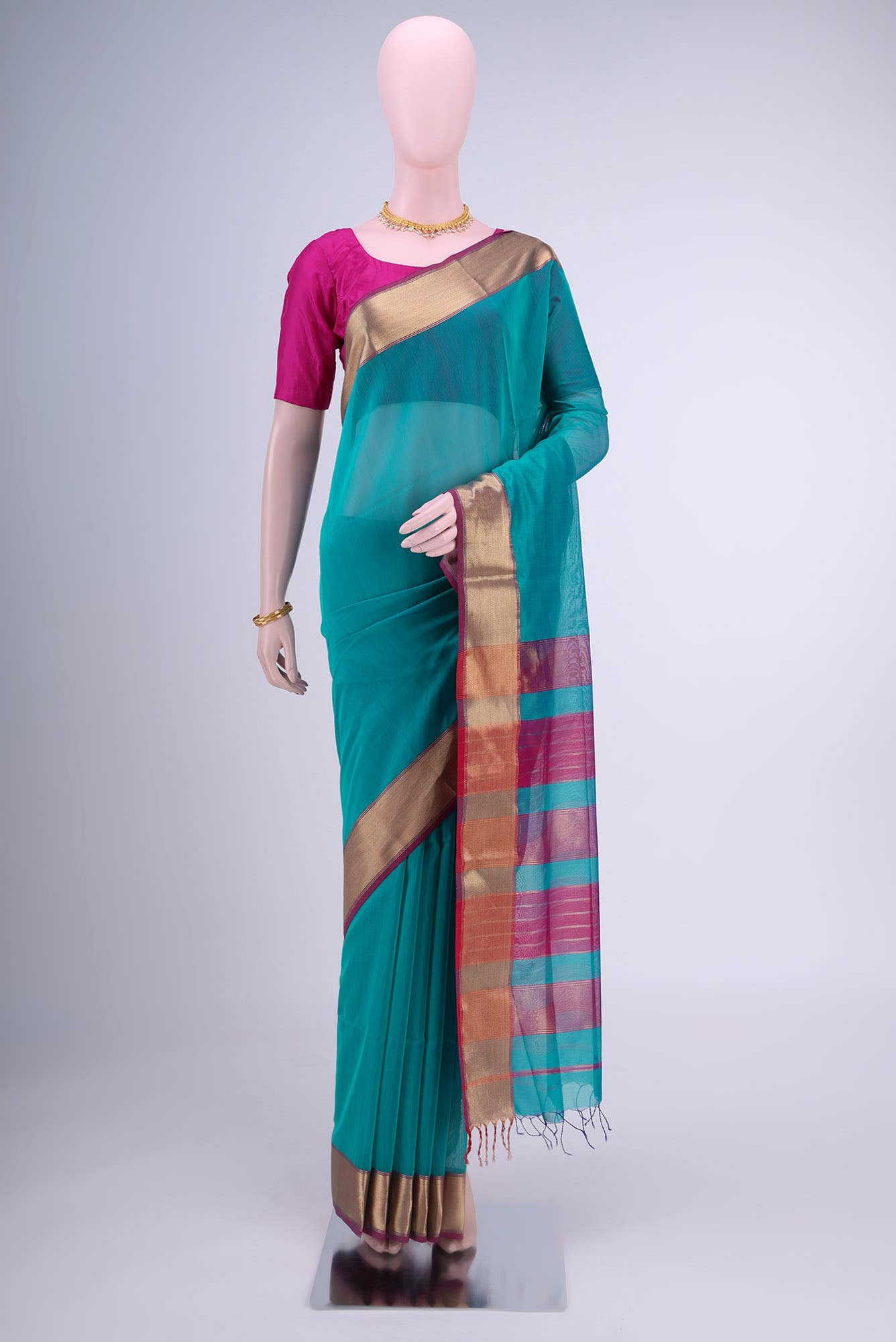 Blue Crepe Saree
