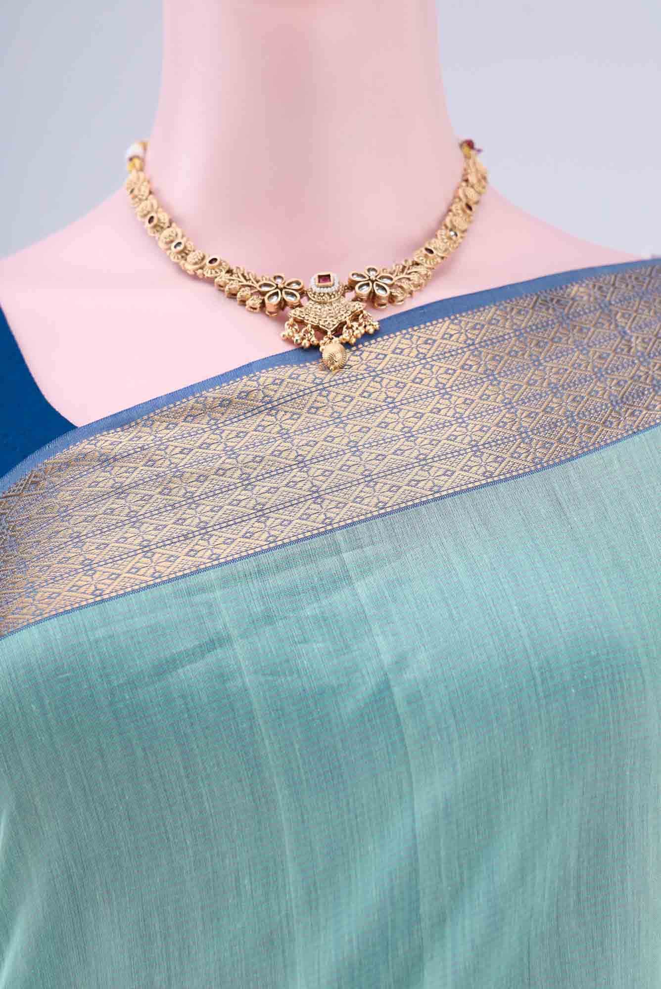 Mint Green Maheshwari Silk Saree