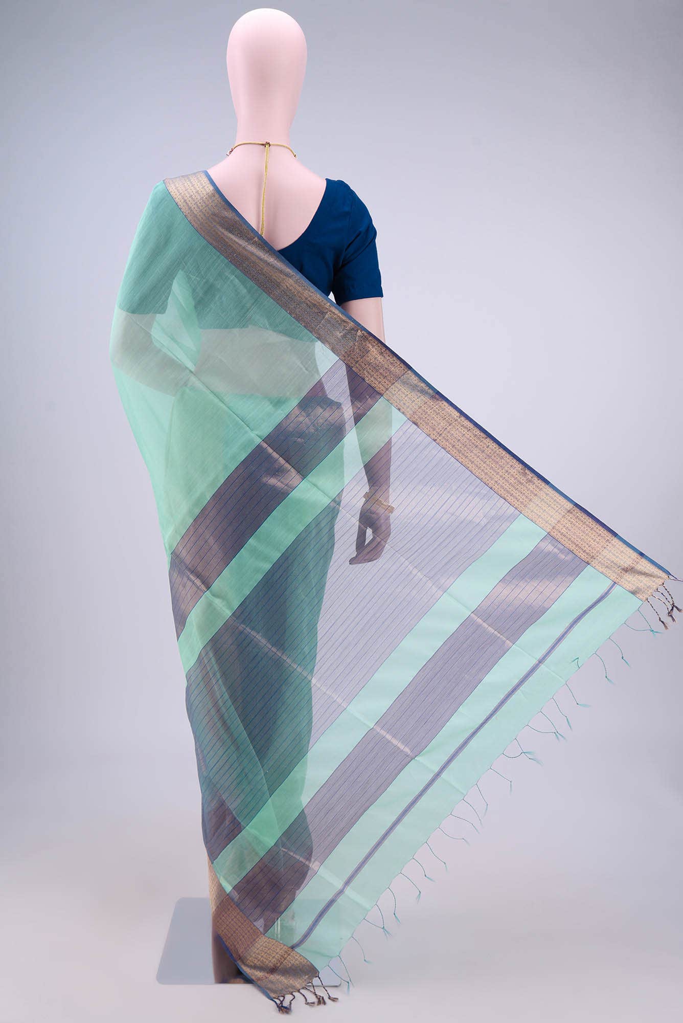 Mint Green Maheshwari Silk Saree