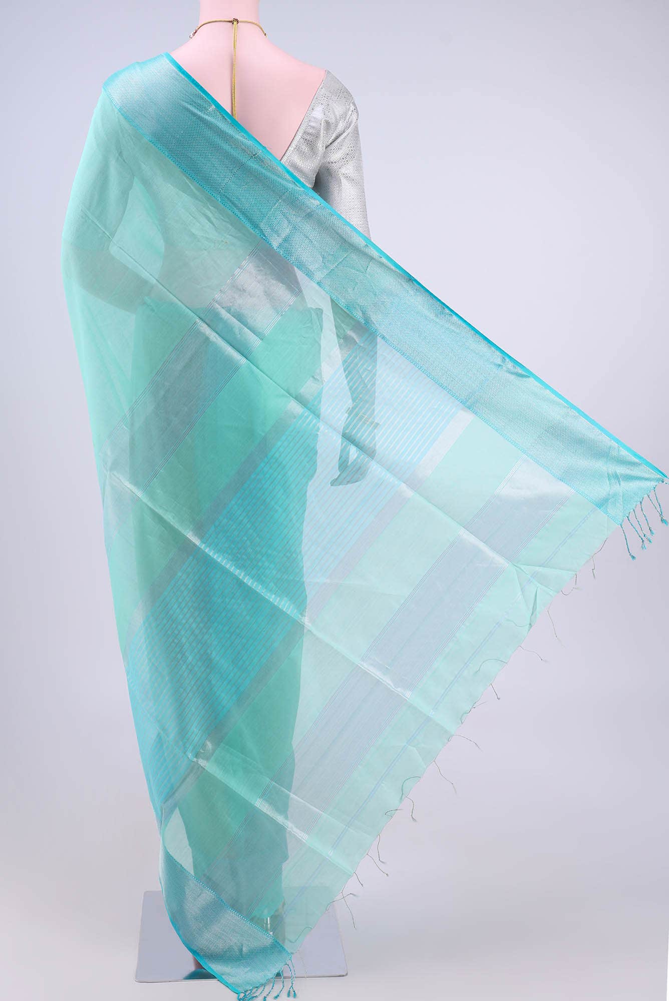 Turquoise Maheshwari Silk Cotton Saree