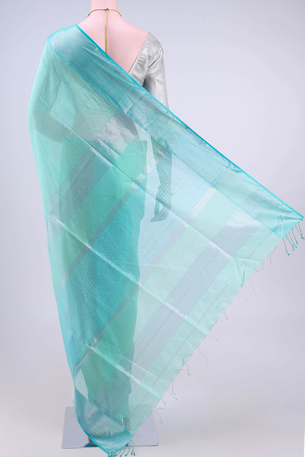 Turquoise Maheshwari Silk Cotton Saree