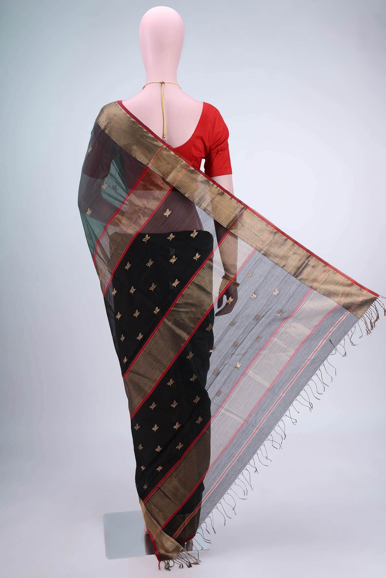Davys Grey Khadi Cotton Saree