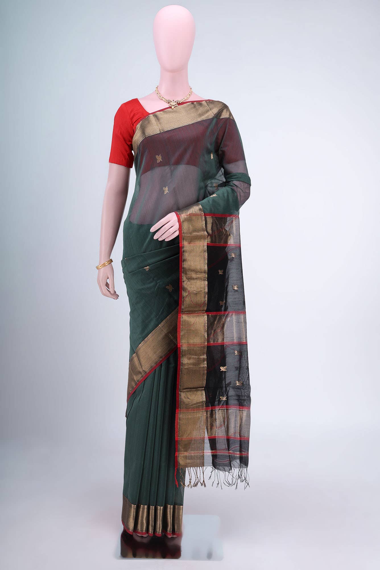 Davys Grey Khadi Cotton Saree