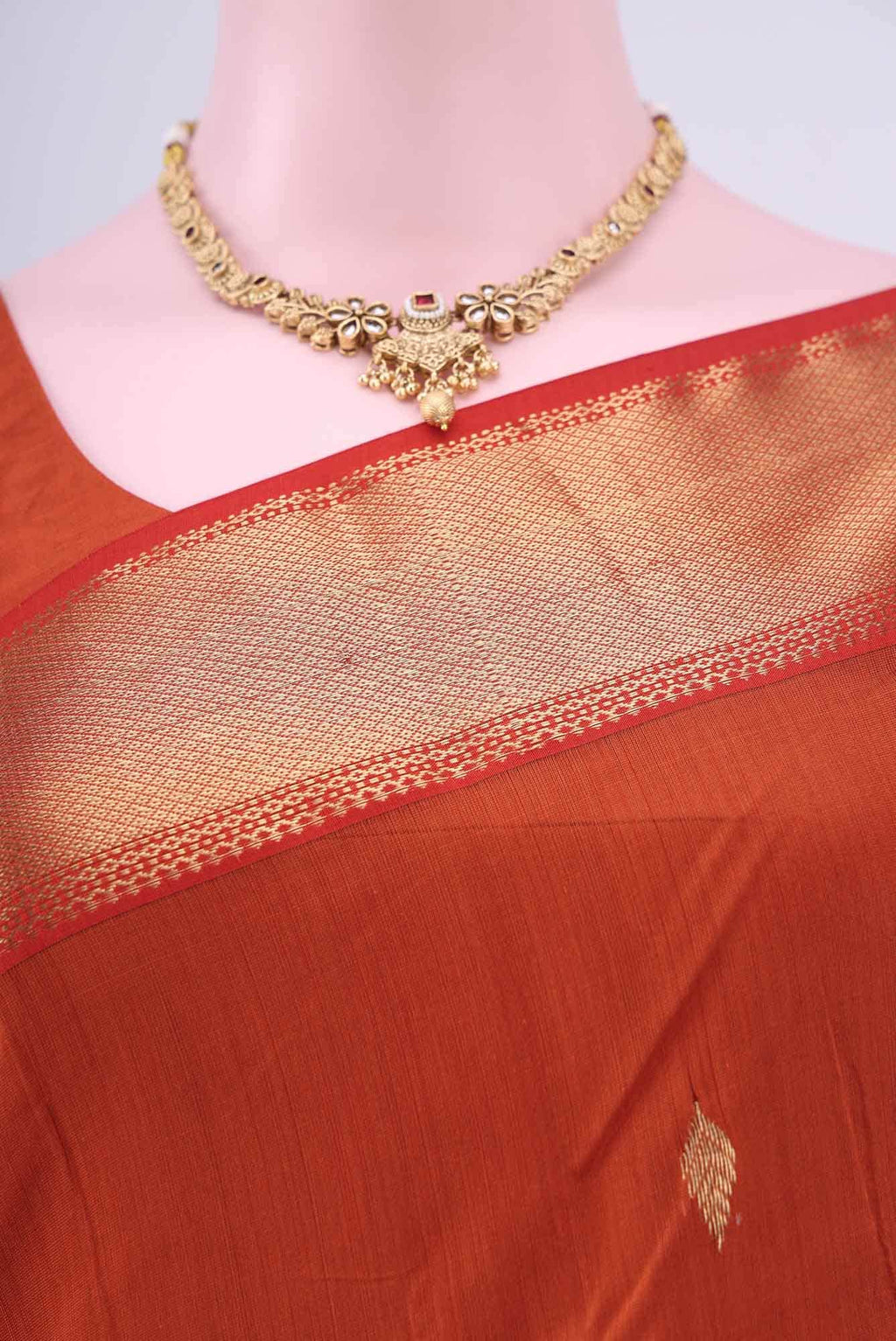 Rust Khadi Cotton Saree