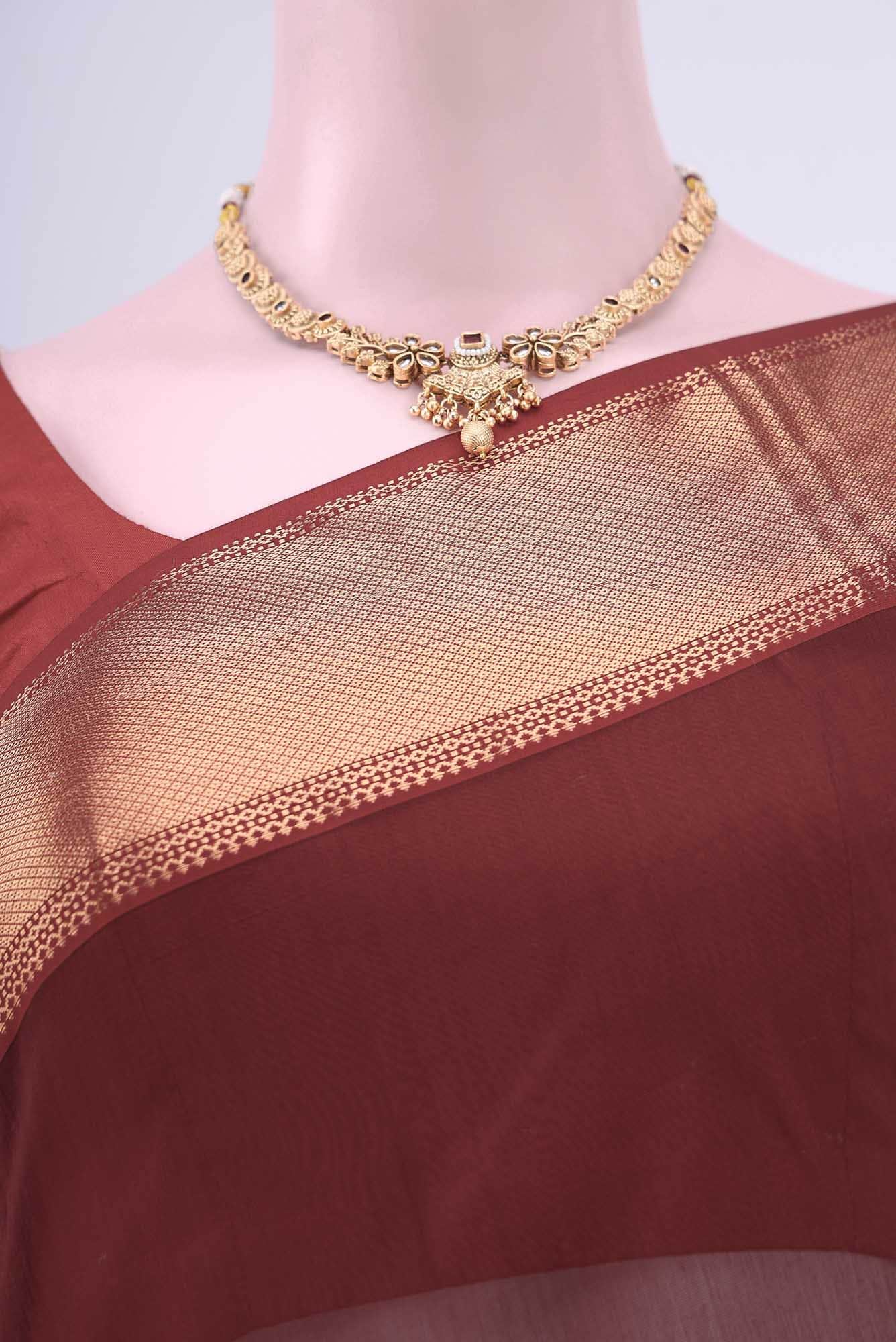 Maroon Khadi Cotton Saree