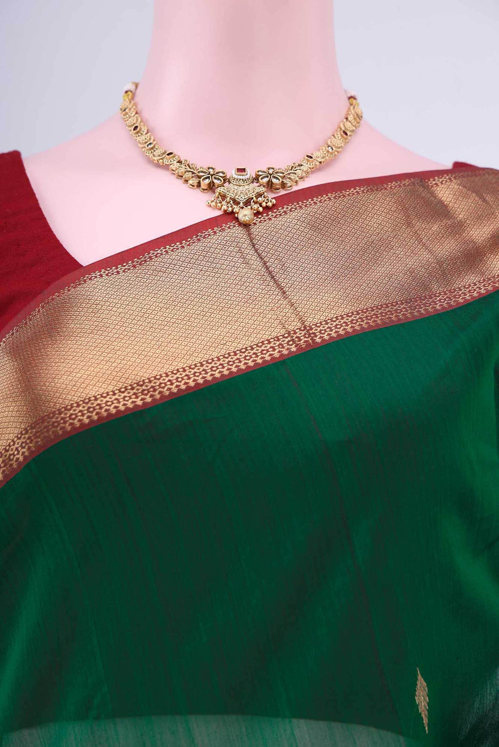 Bottle Green Khadi Cotton Saree