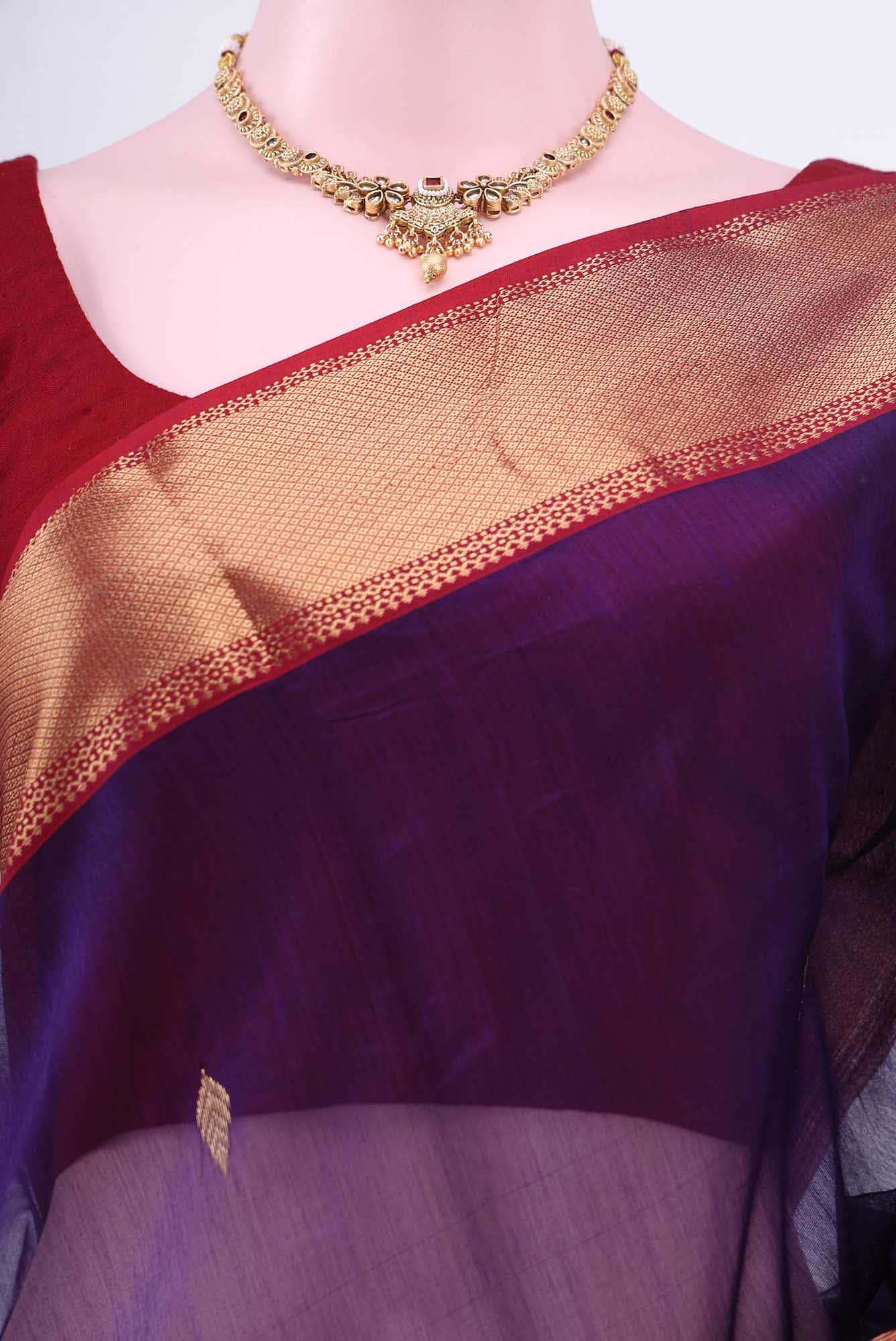 Purple Khadi Cotton Saree