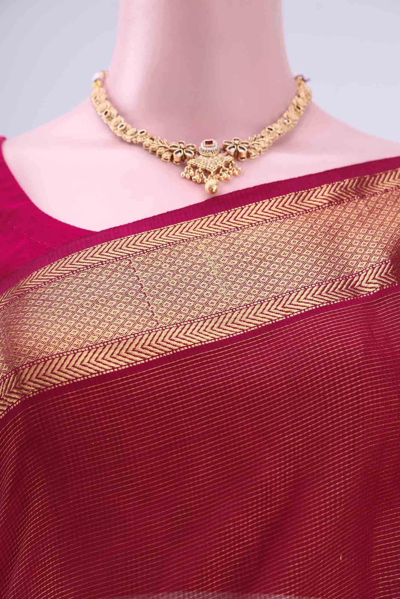 Magenta Maheshwari Silk Saree