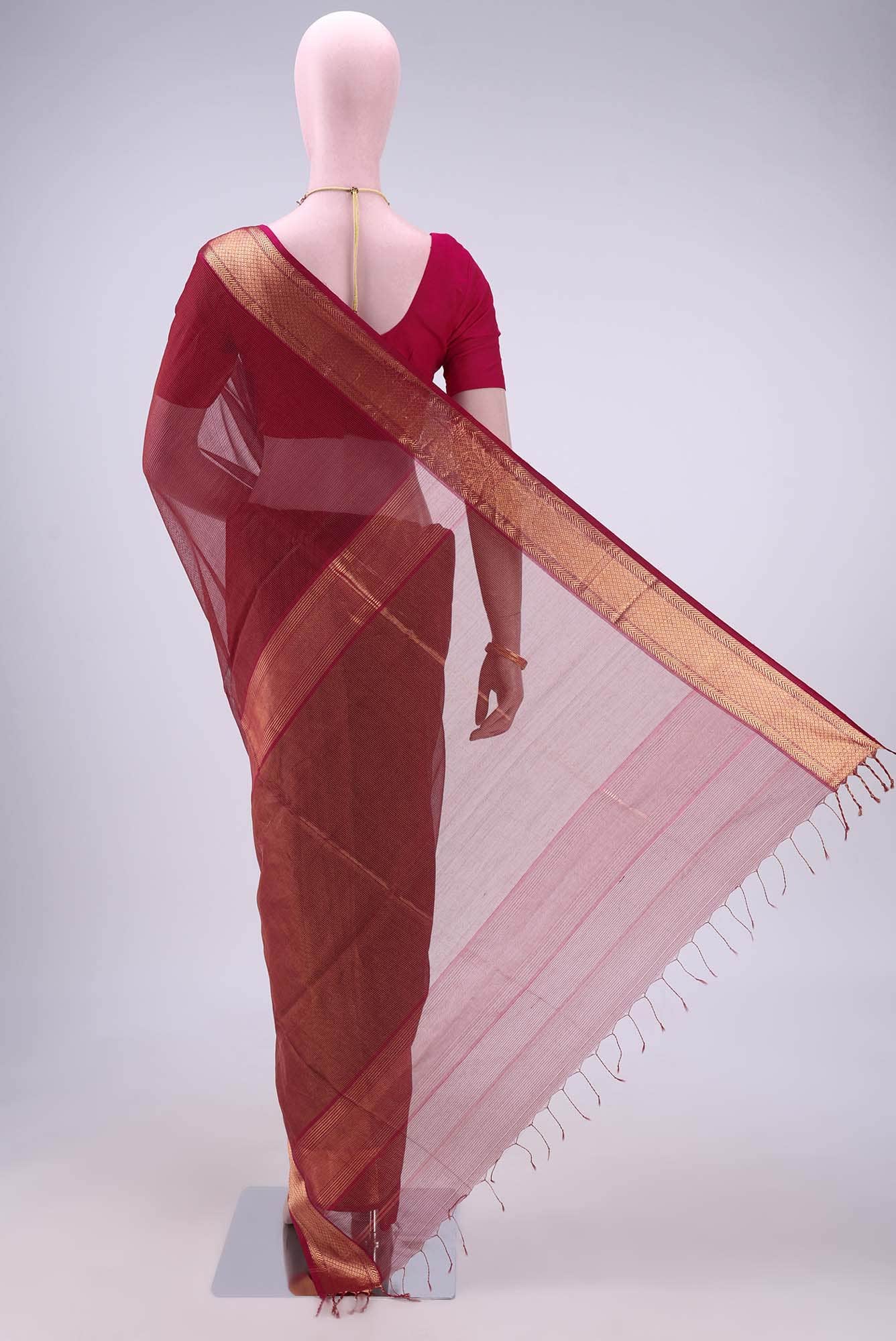 Magenta Maheshwari Silk Saree