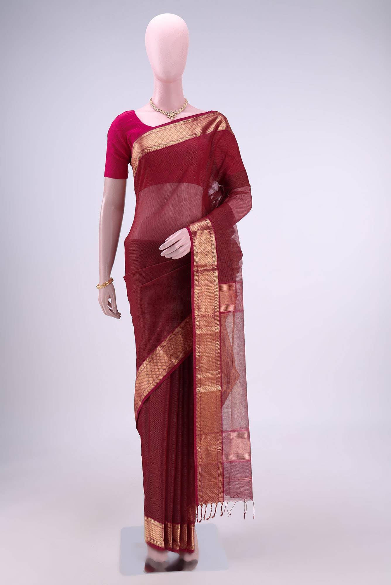 Magenta Maheshwari Silk Saree
