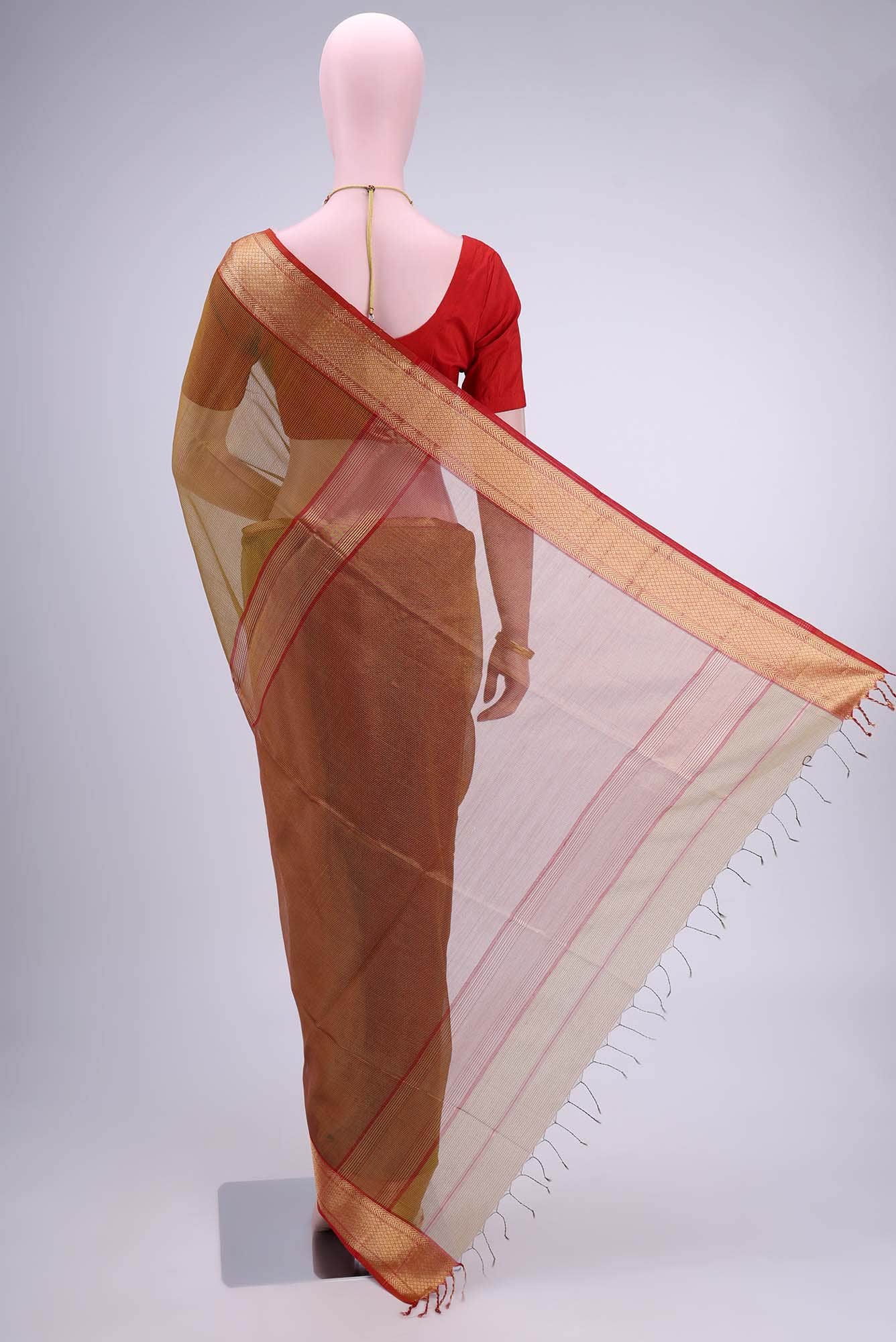 Mehandi Green Maheshwari Silk Cotton Saree