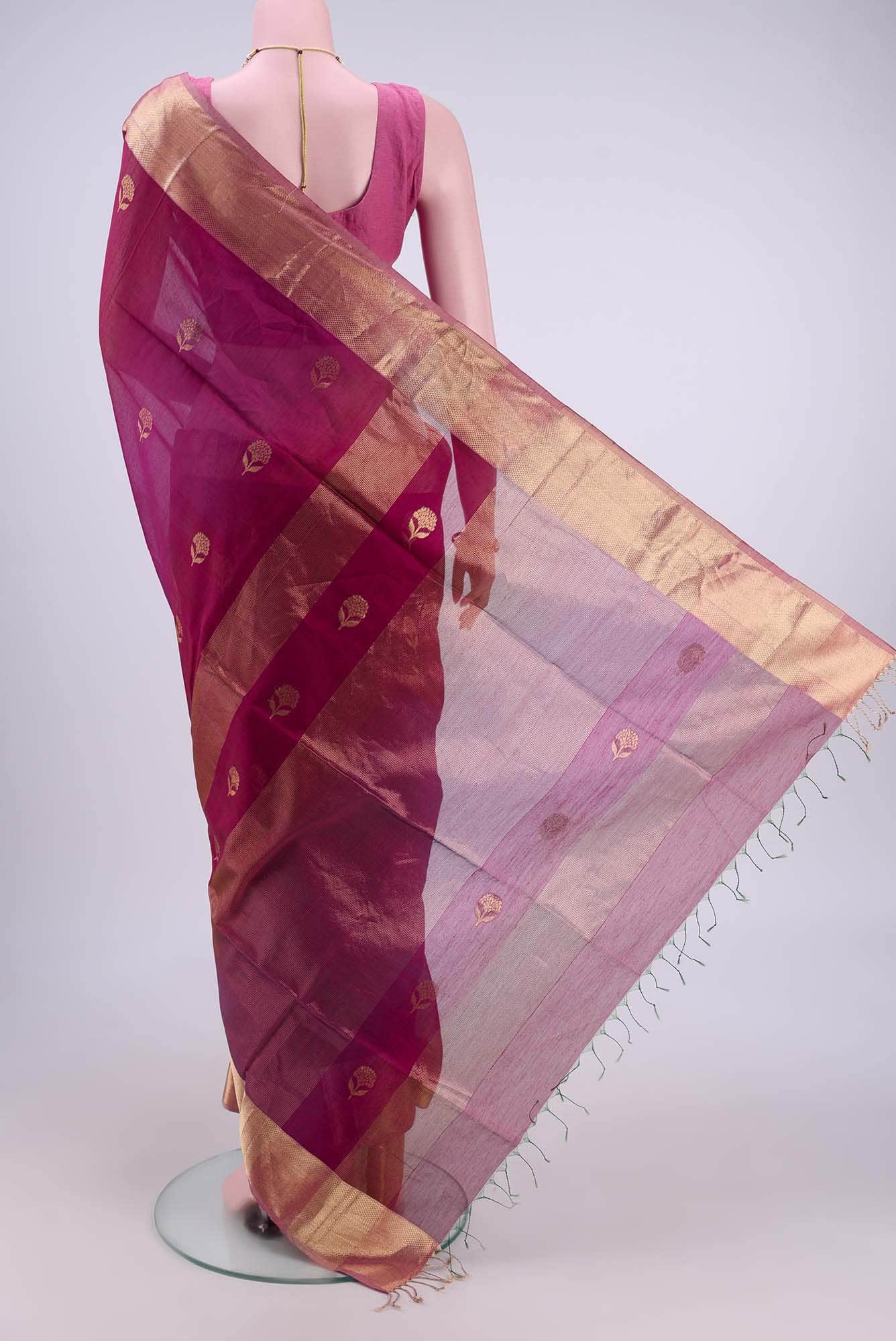 Magenta Maheshwari Silk Saree