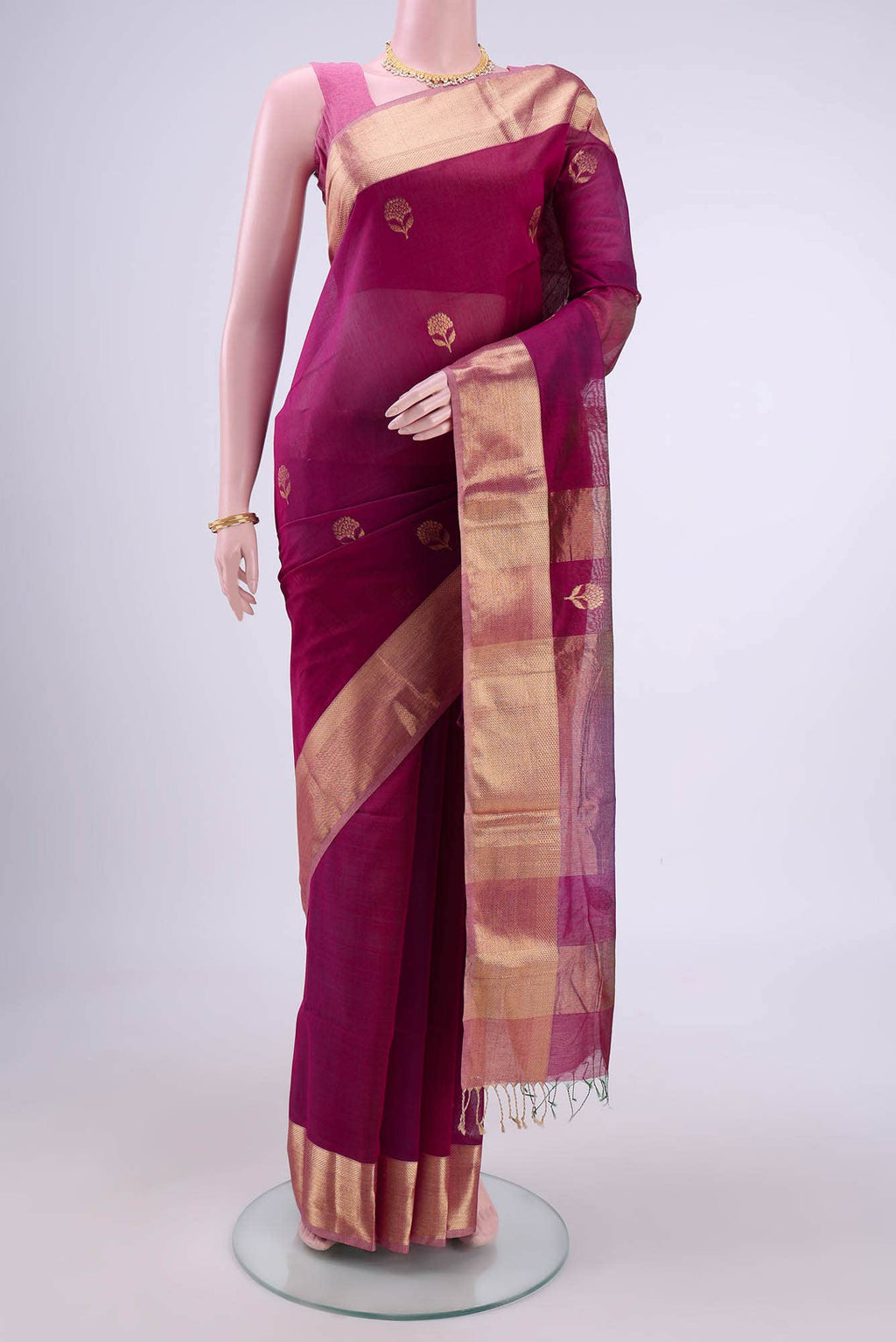 Magenta Maheshwari Silk Saree