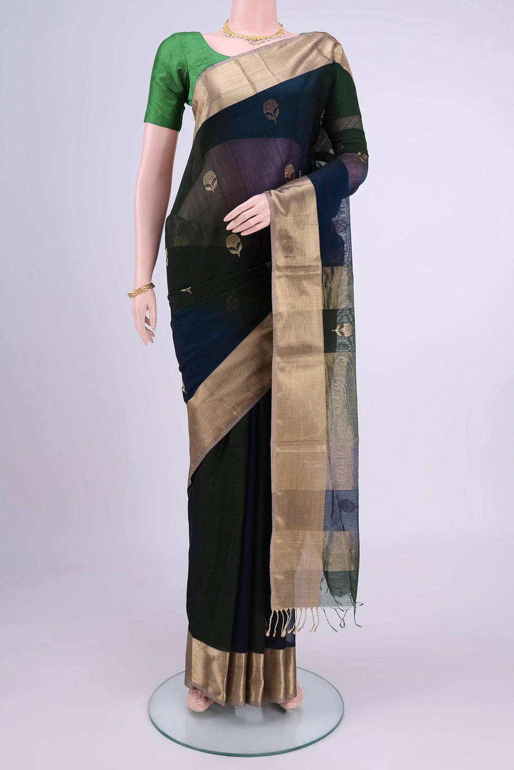 N Dual Tone Maheshwari Silk Cotton Saree