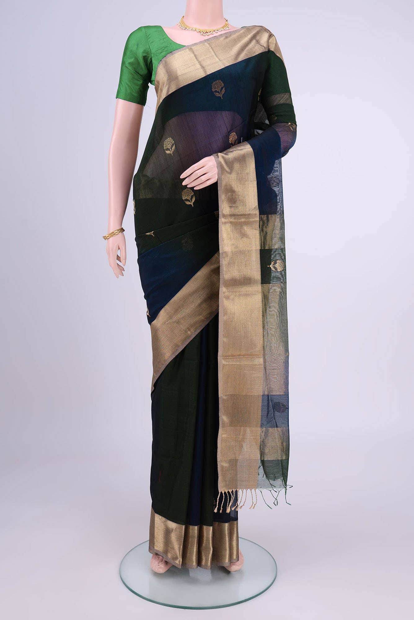 N Dual Tone Maheshwari Silk Cotton Saree