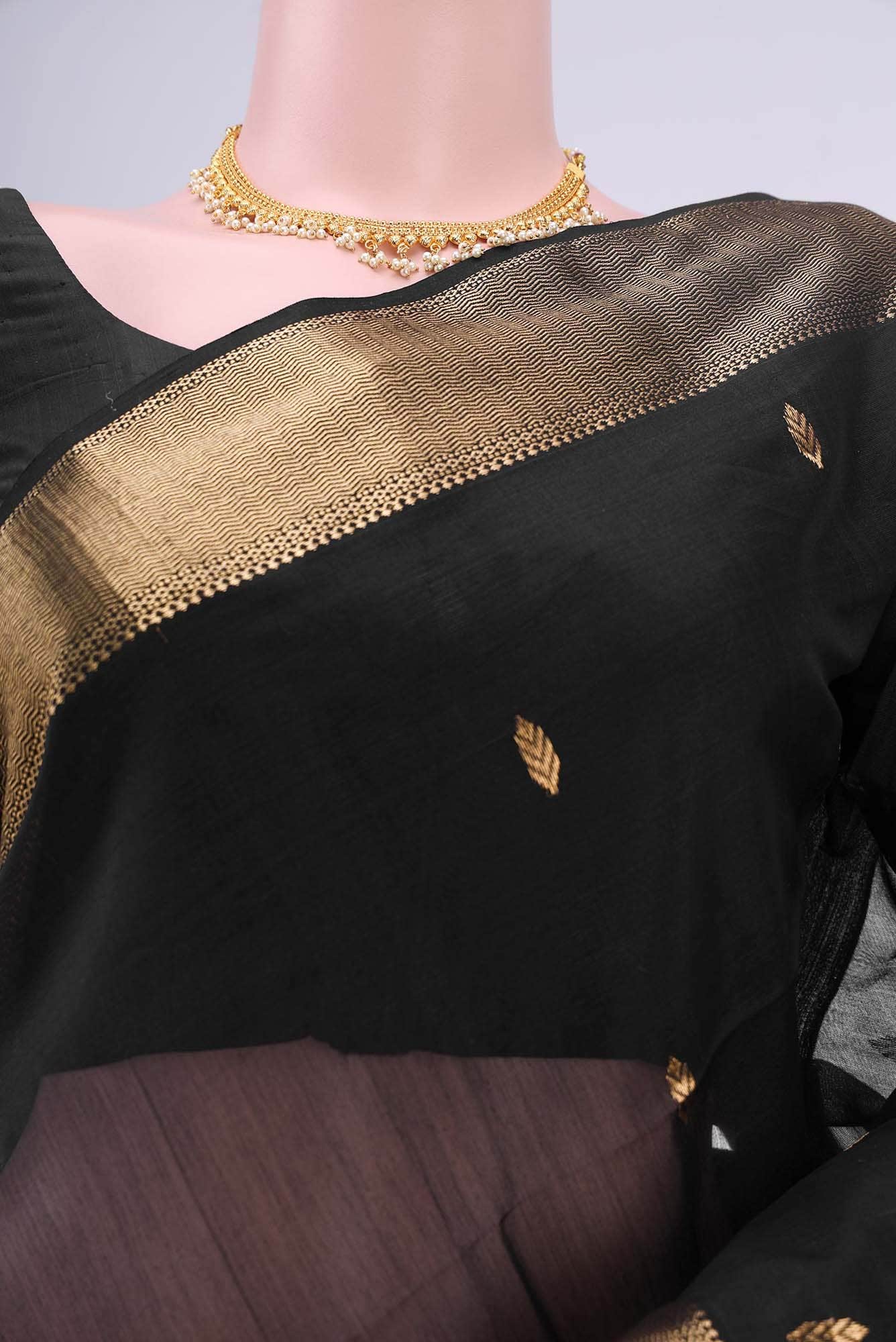 Black Dual Tone Maheshwari Silk Cotton Saree