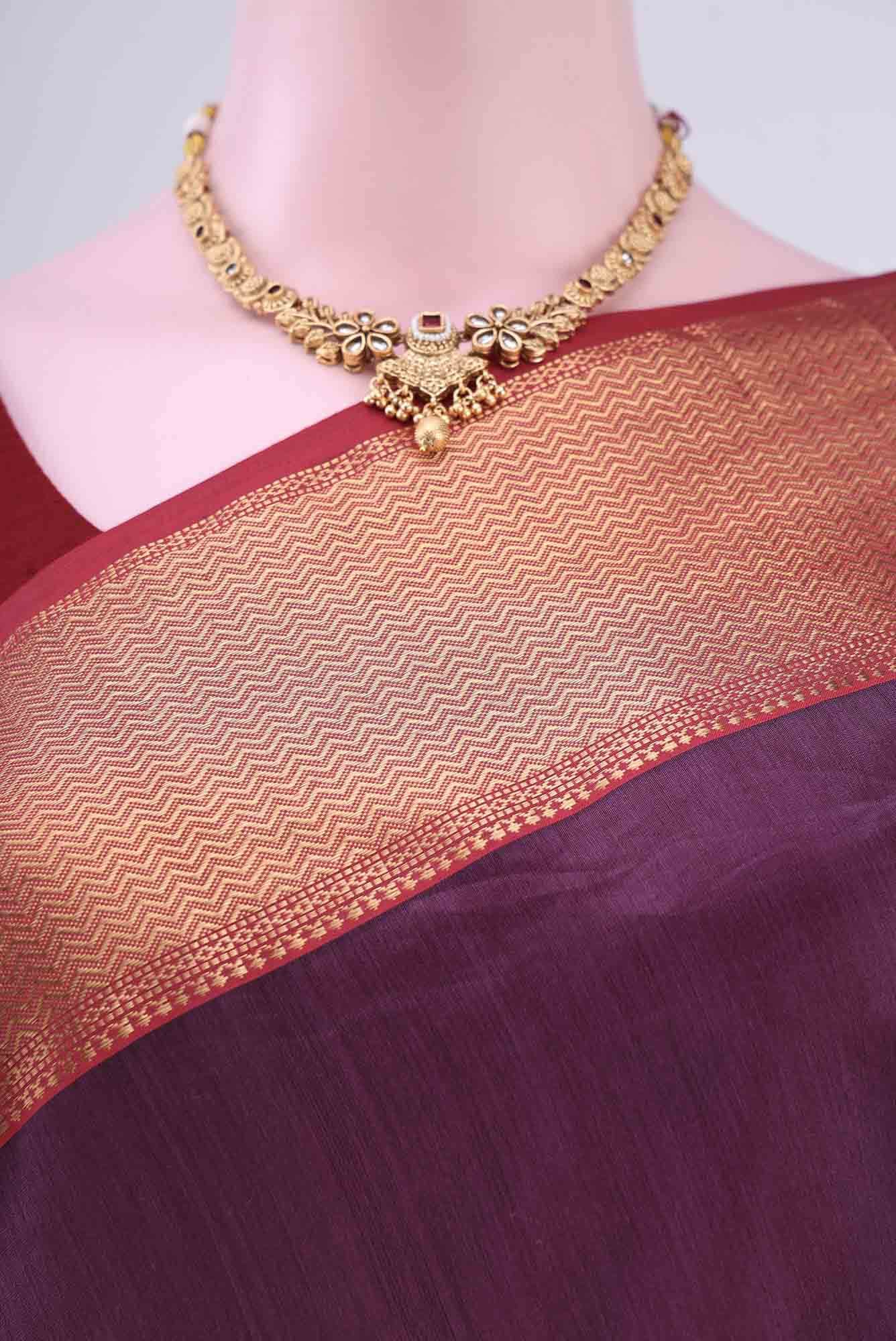 Mauve Maheshwari Silk Cotton Saree