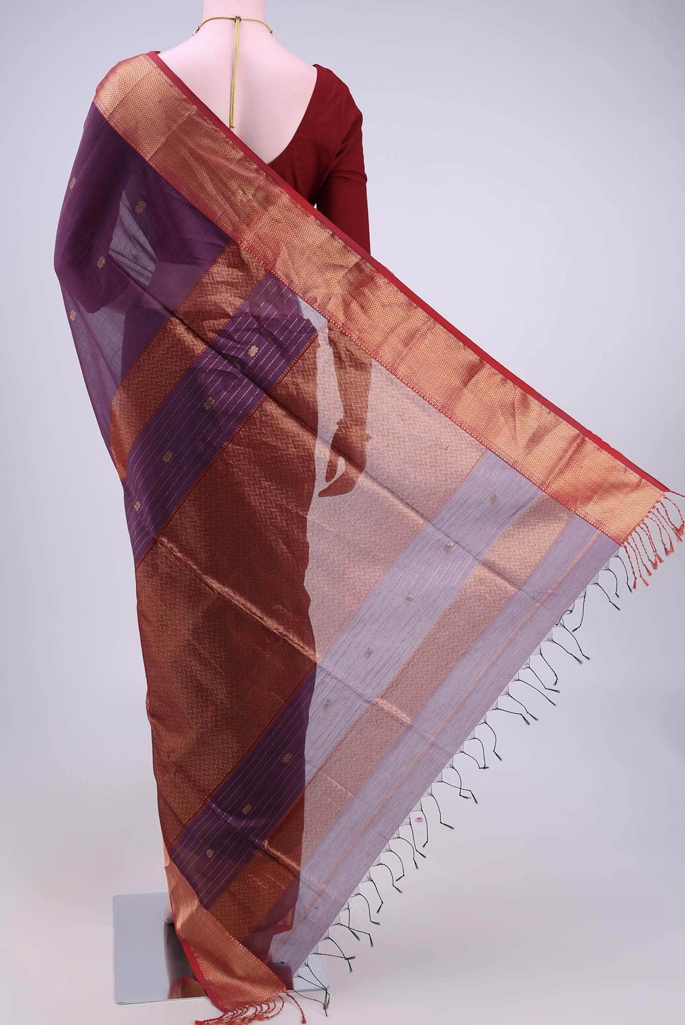Mauve Maheshwari Silk Cotton Saree