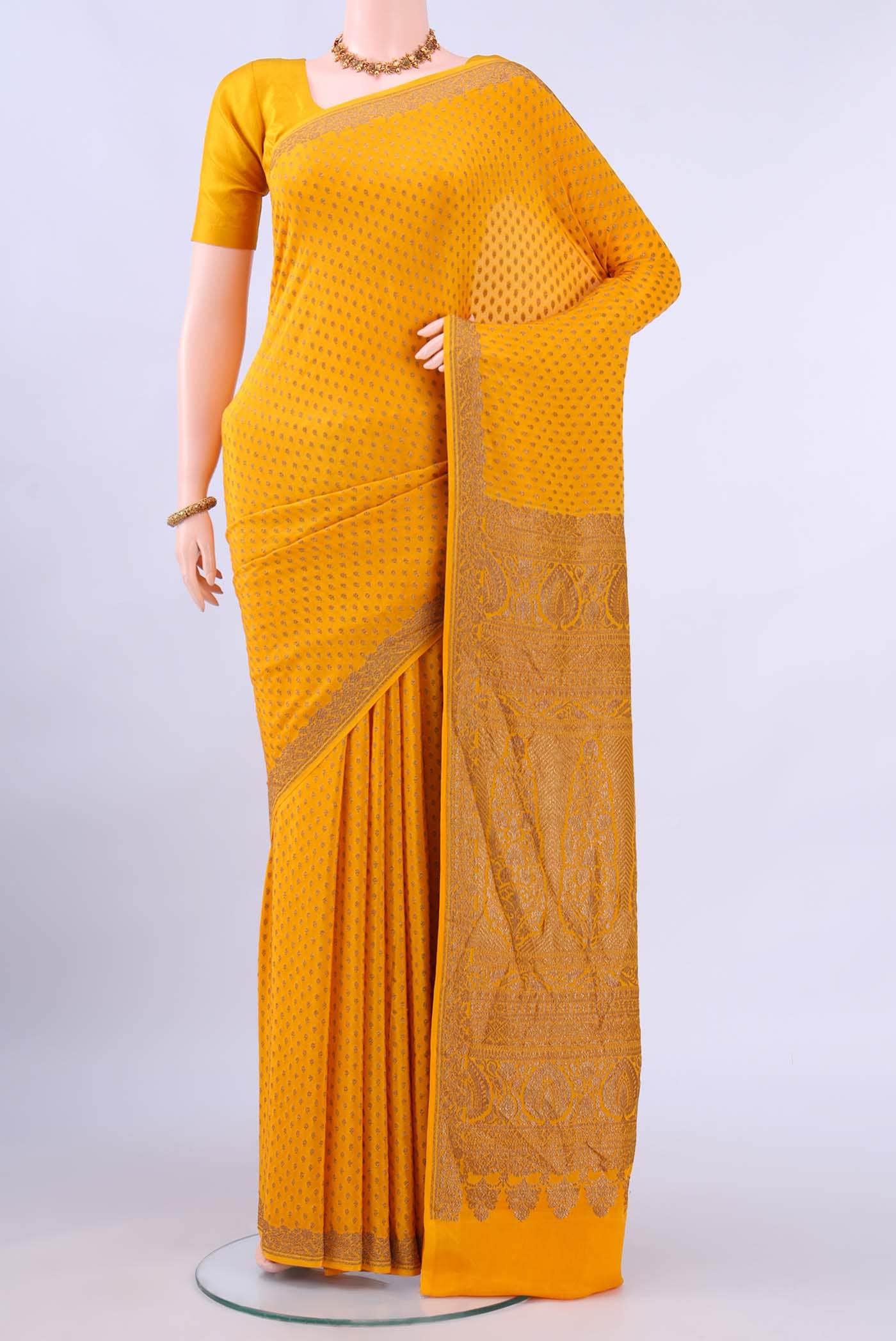 Yellow Banarasi Georgette Saree