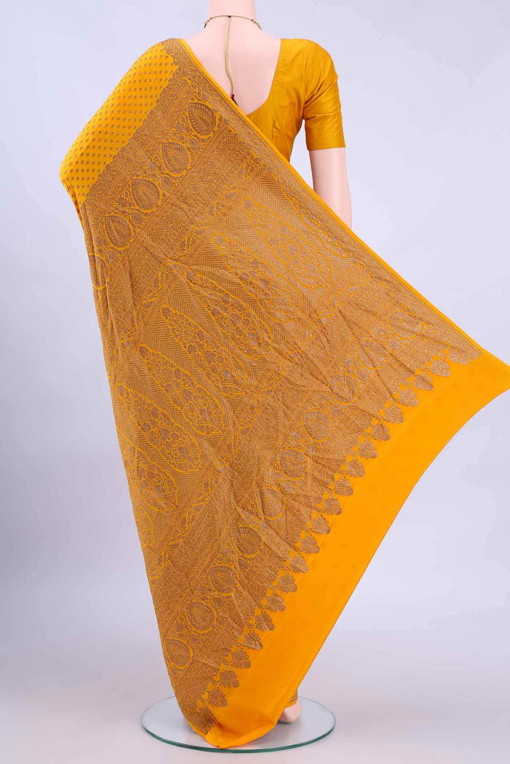 Yellow Banarasi Georgette Saree