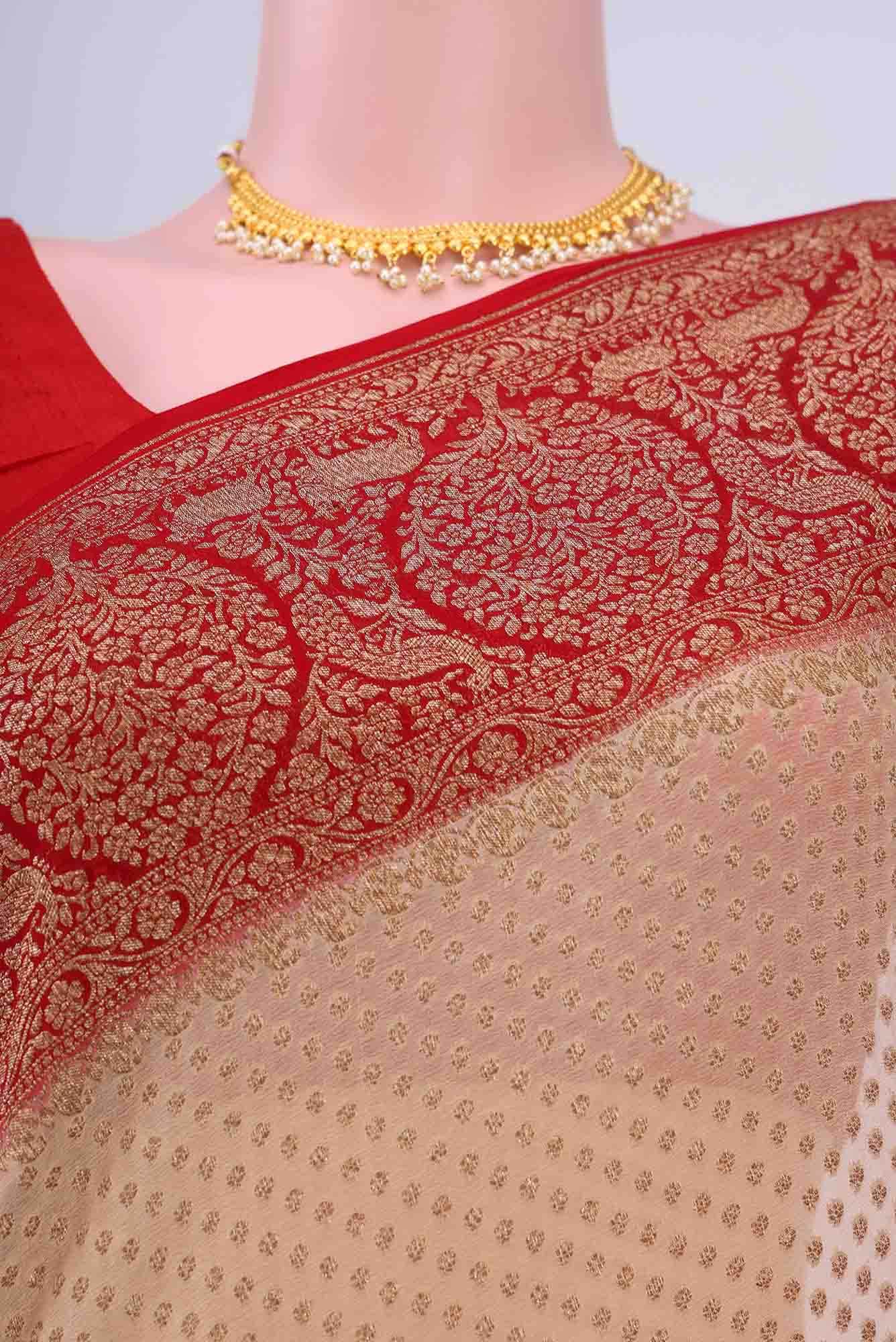 Beige Banarasi Georgette Saree