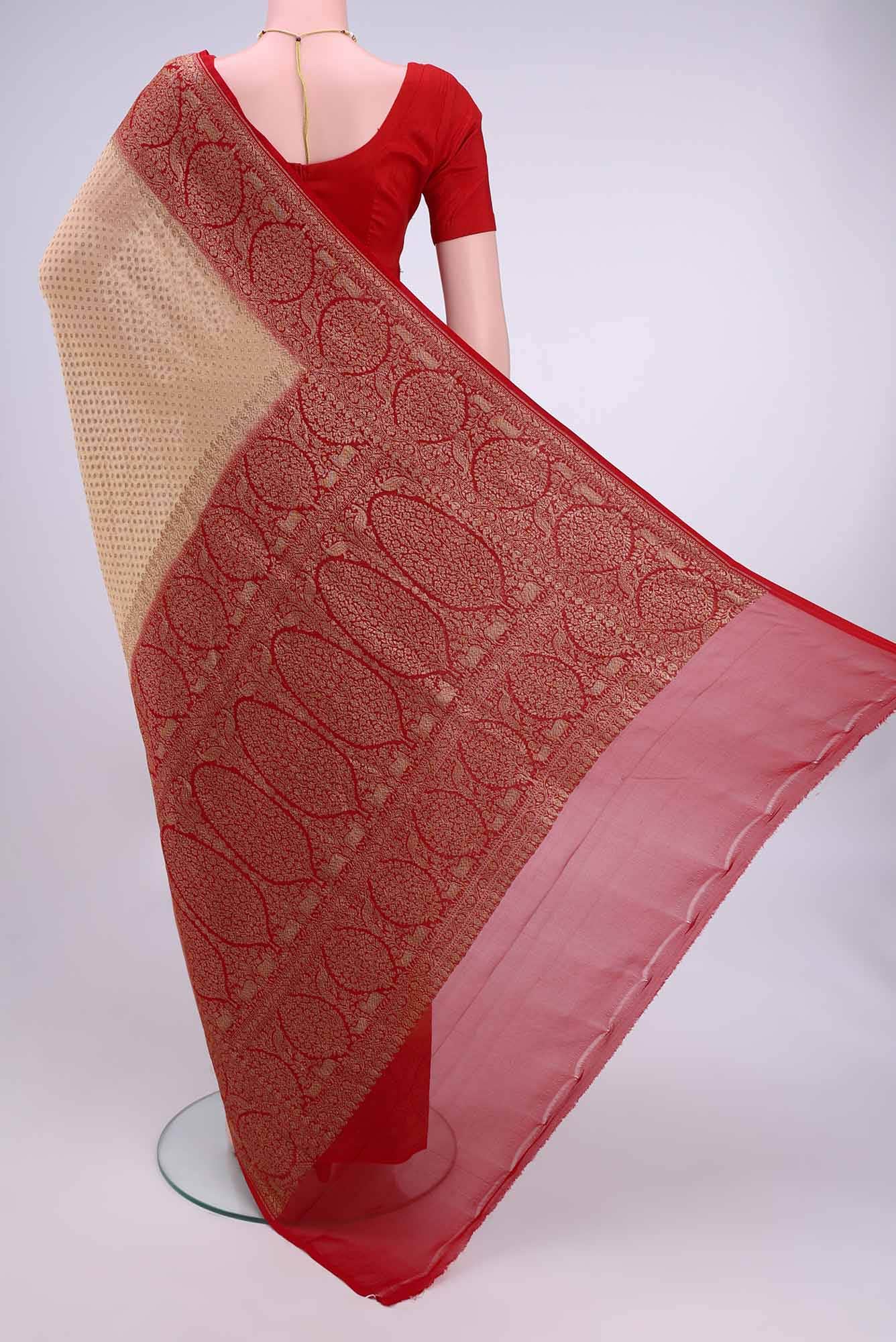 Beige Banarasi Georgette Saree