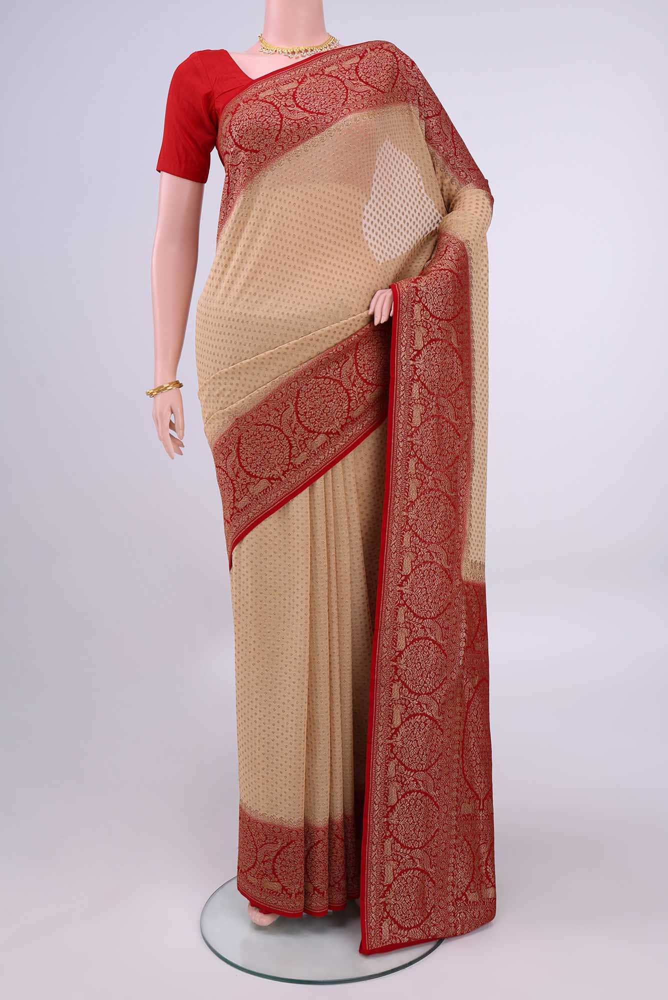 Beige Banarasi Georgette Saree